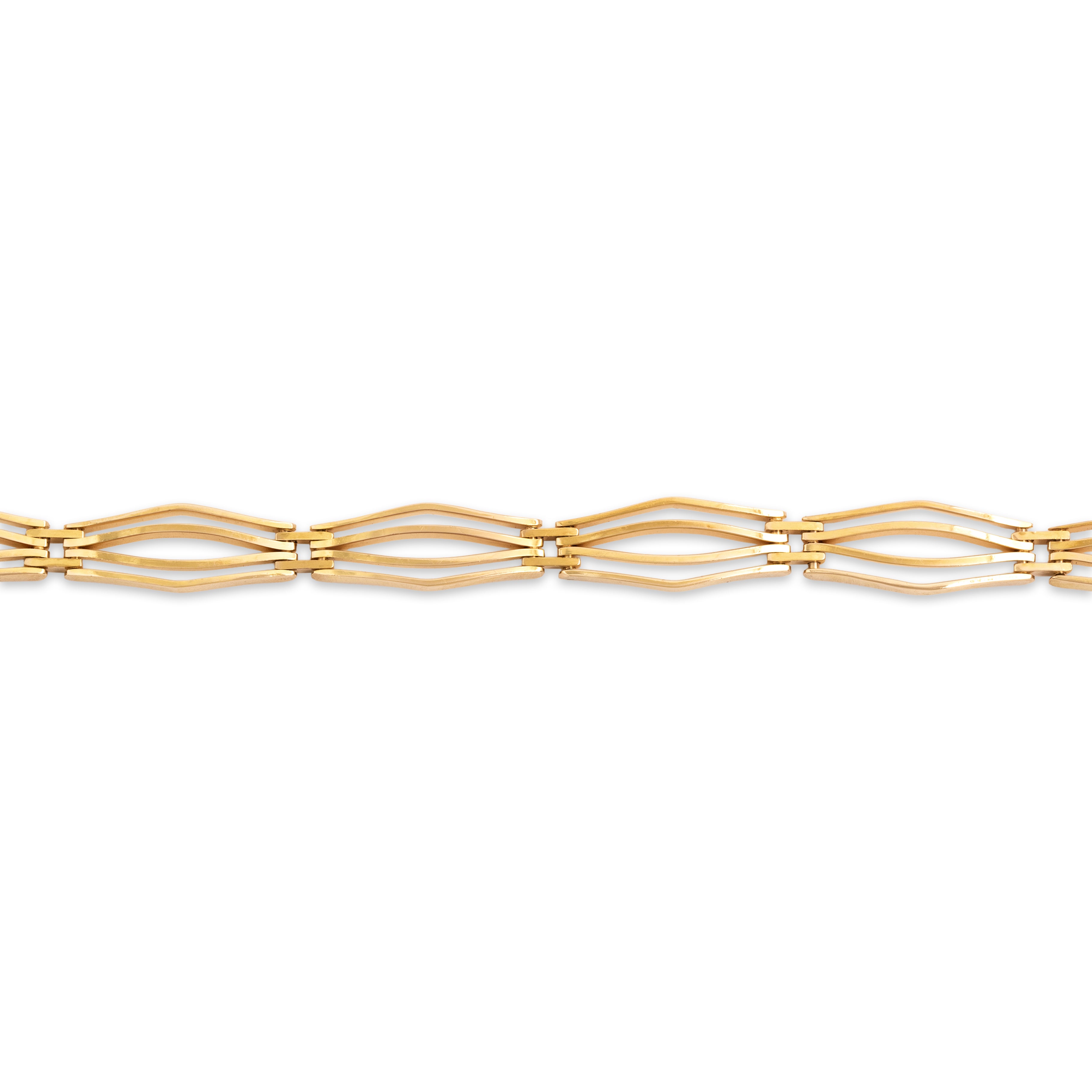 Vintage Italian 14k Yellow Gold Architectural Open Link Bracelet - Close-up view