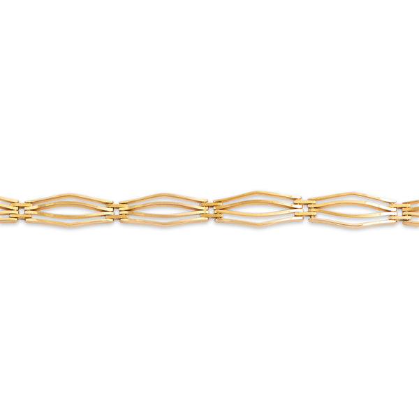 Vintage Italian 14k Yellow Gold Architectural Open Link Bracelet - Close-up view