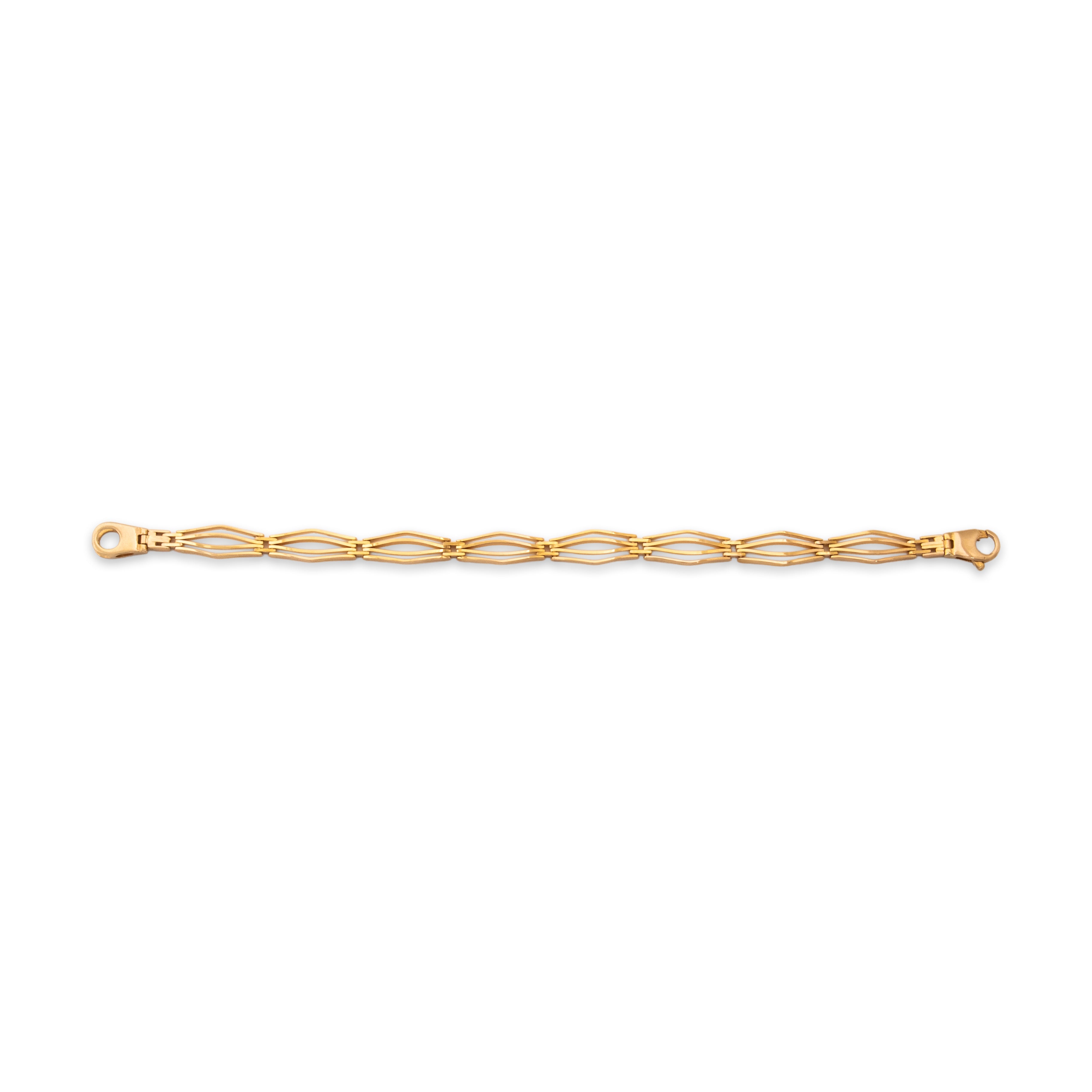 Vintage Italian 14k Yellow Gold Architectural Open Link Bracelet - Overall view