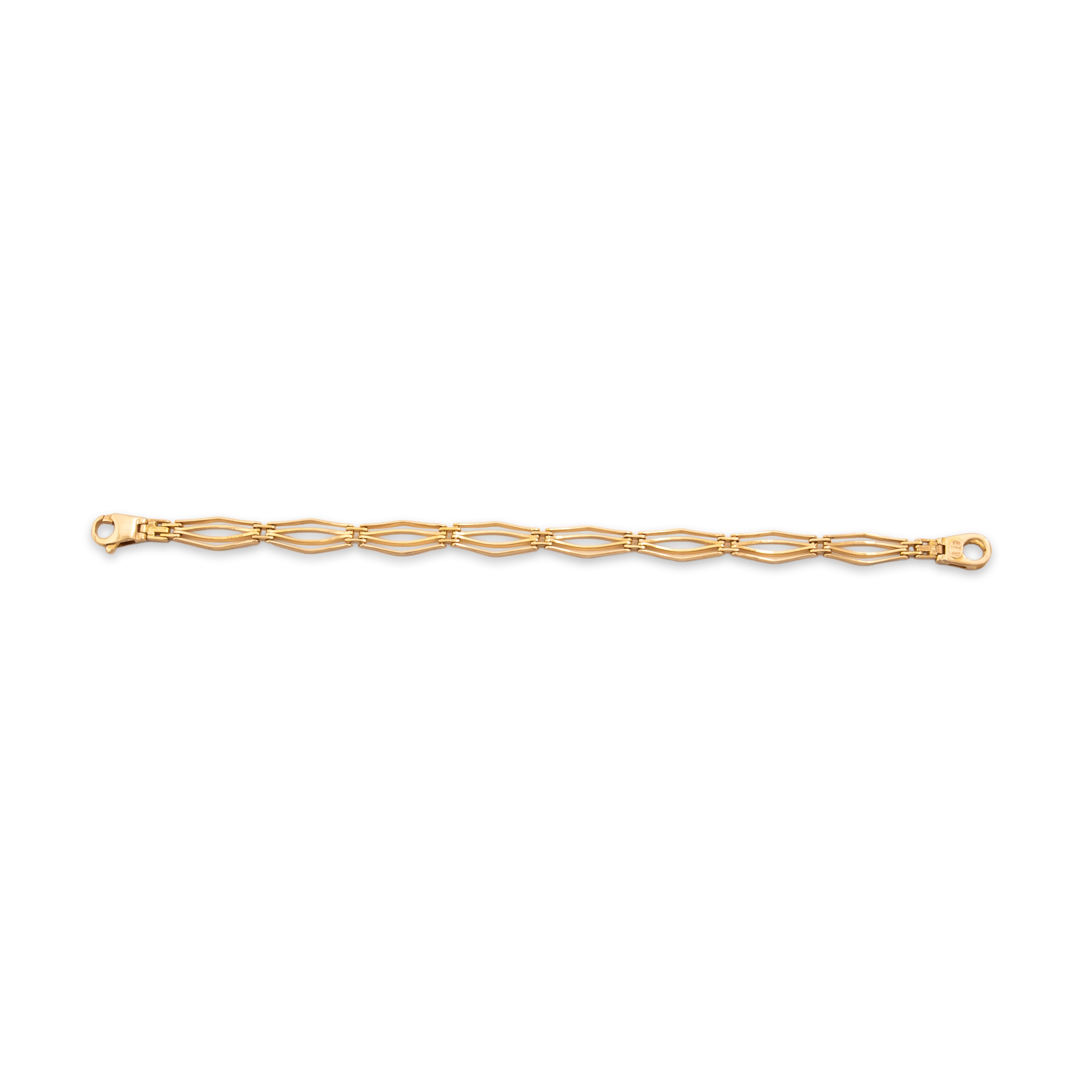 Vintage Italian 14k Yellow Gold Architectural Open Link Bracelet - Back view