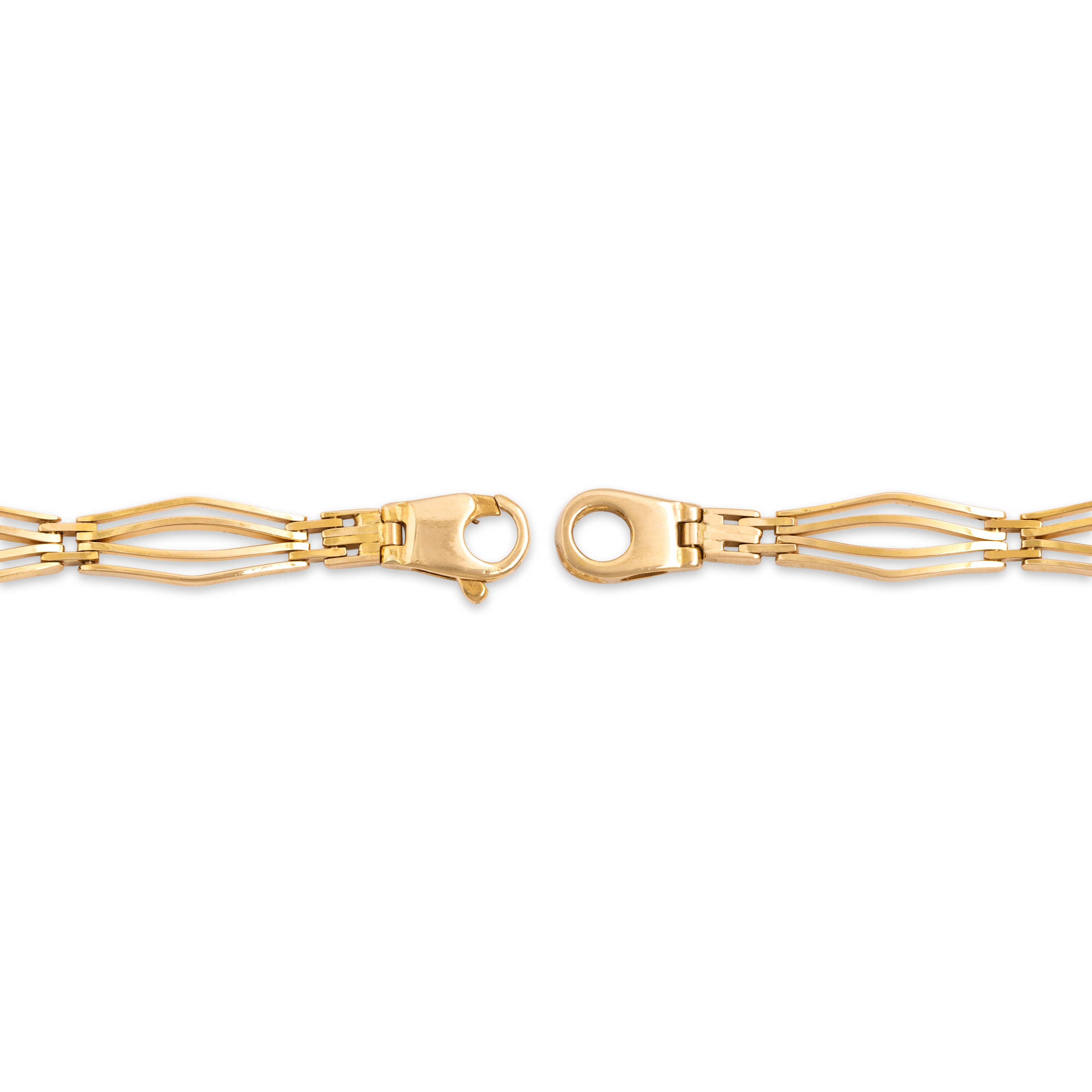 Vintage Italian 14k Yellow Gold Architectural Open Link Bracelet - clasp view