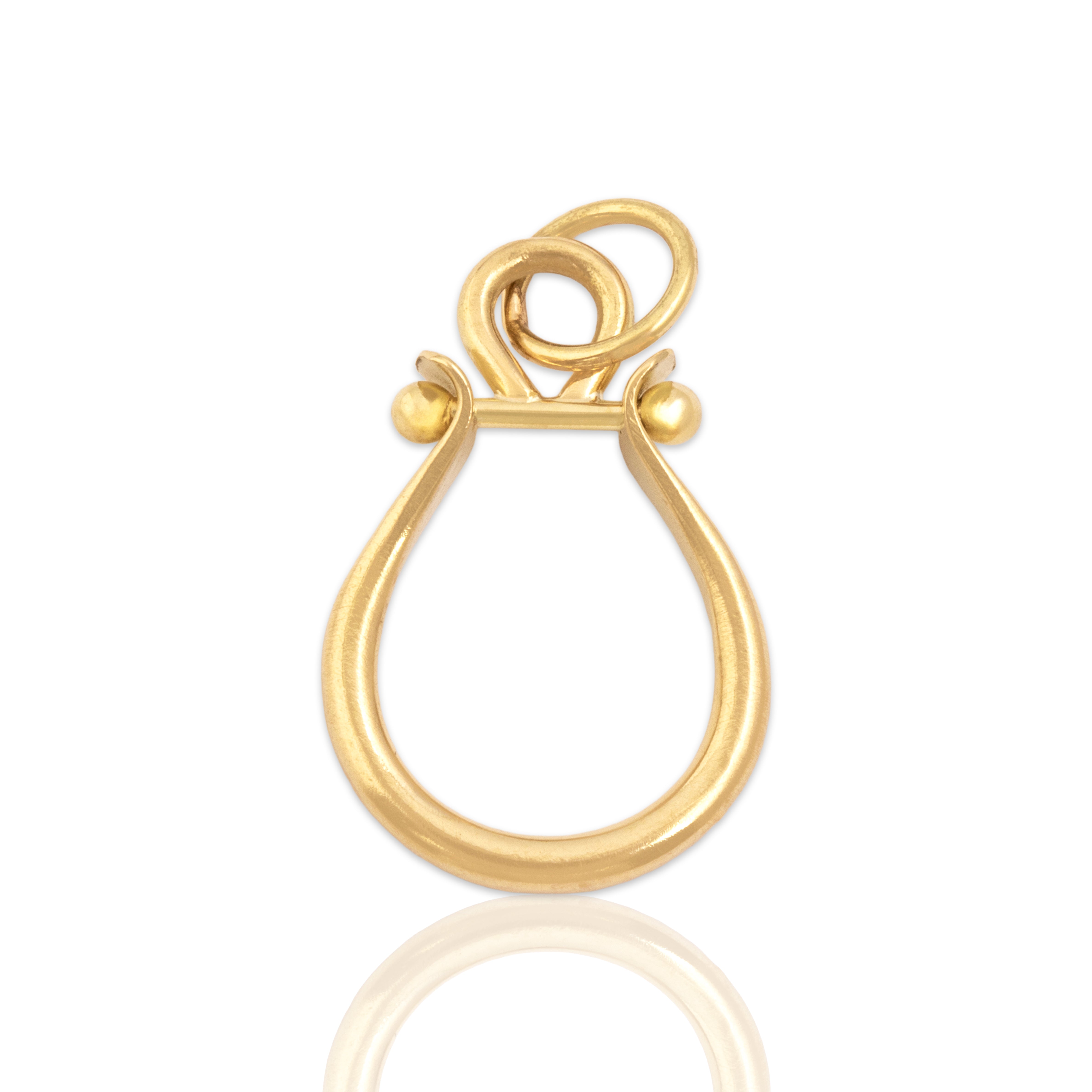 Vintage 18k Yellow Gold Sleek Bolted Loop Charm / Pendant