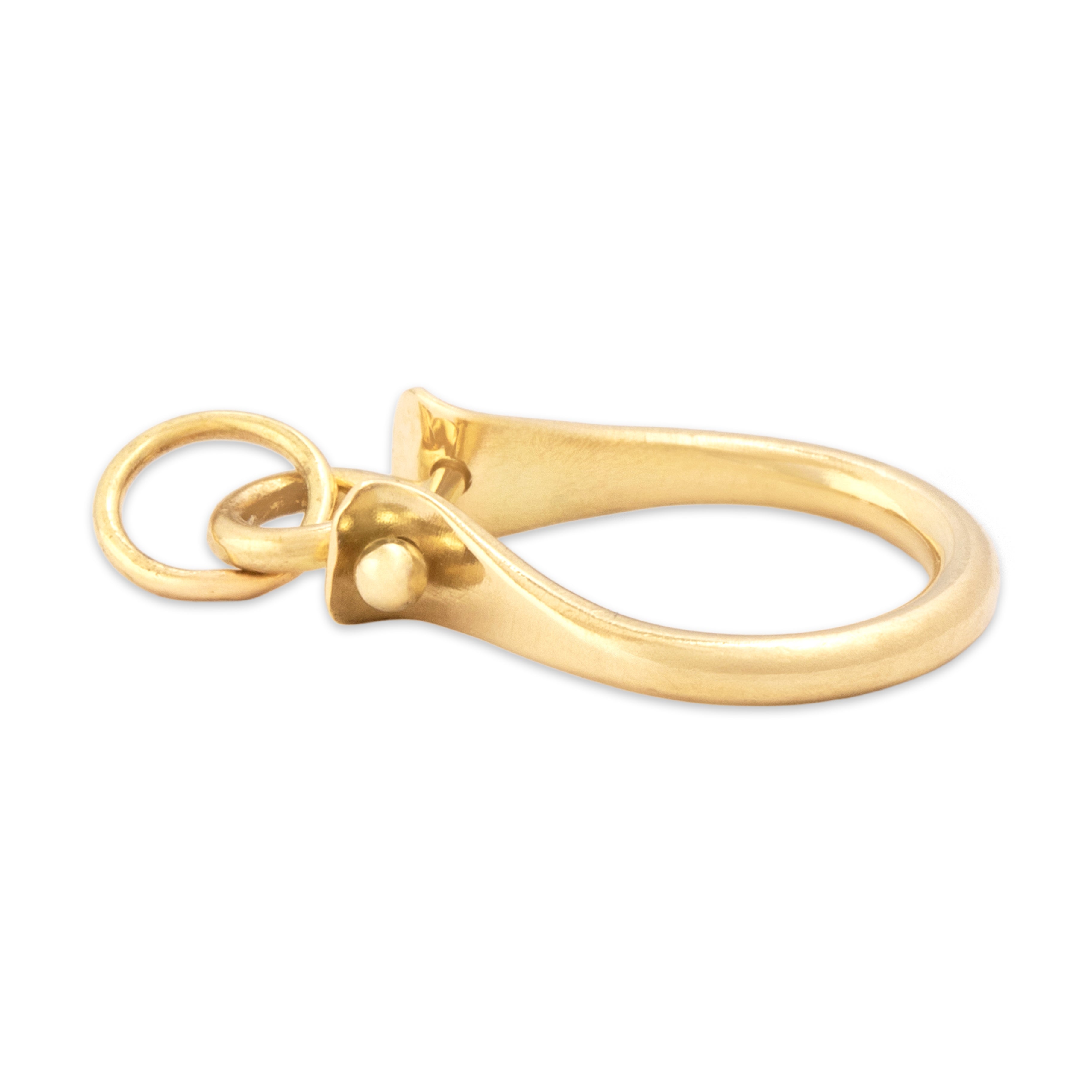 Vintage 18k Yellow Gold Sleek Bolted Loop Charm / Pendant