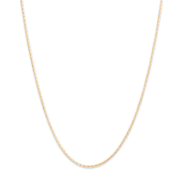Vintage 14k Yellow Gold 1.3mm Elongated Wheat Chain 20