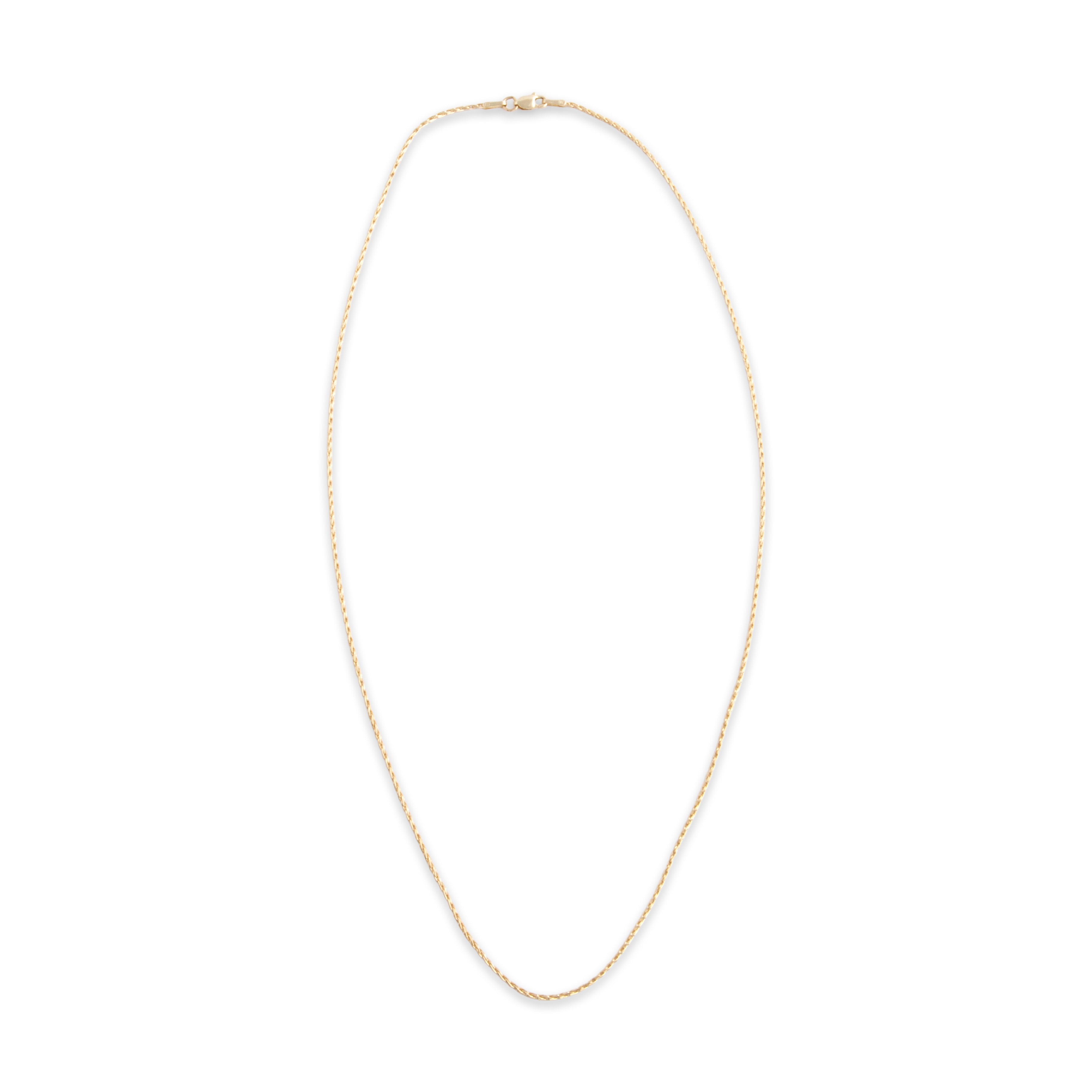 Vintage 14k Yellow Gold 1.3mm Elongated Wheat Chain - Overall view