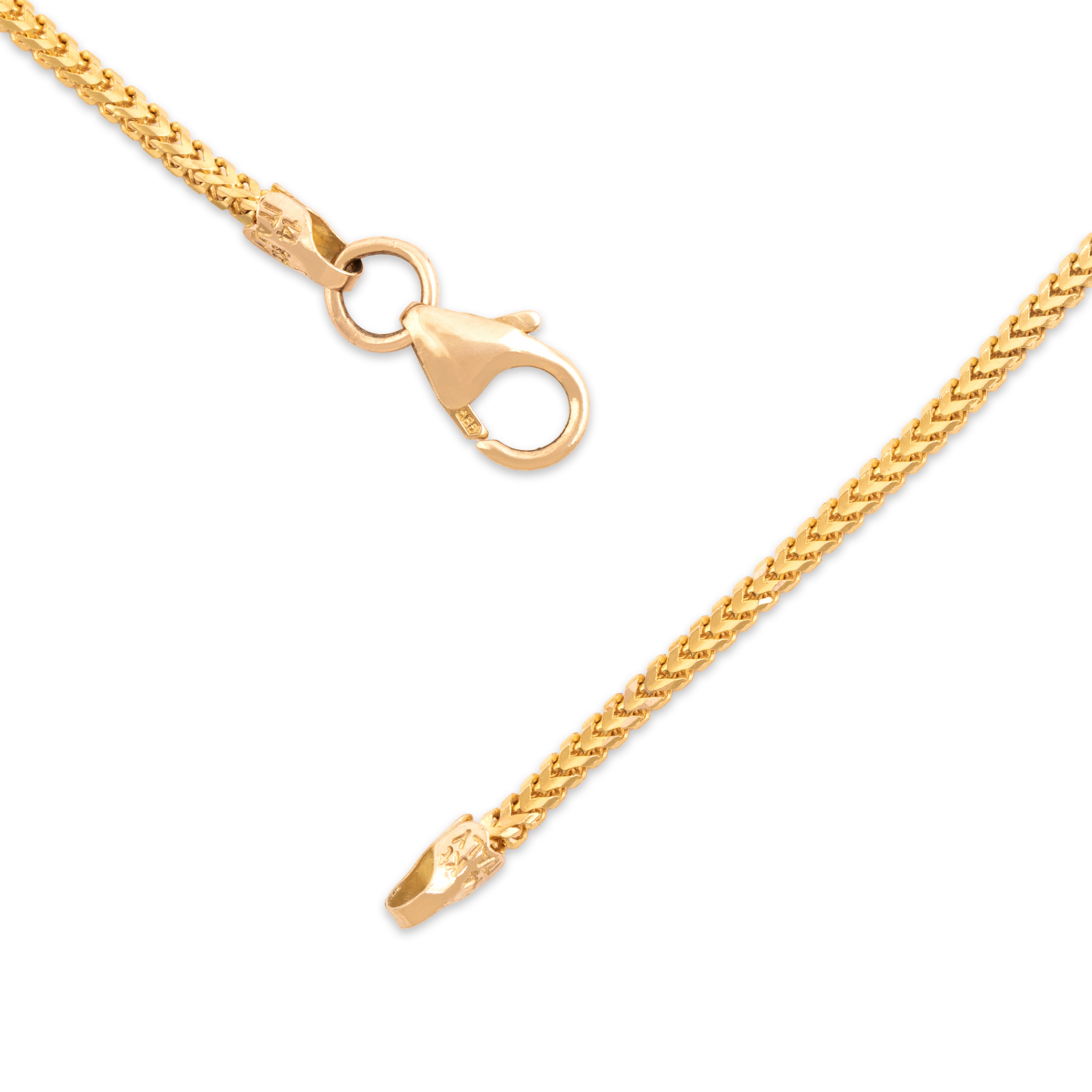 Vintage Italian 14k Yellow Gold 1.35mm Dimensional Fish Scale Link Chain - clasp view