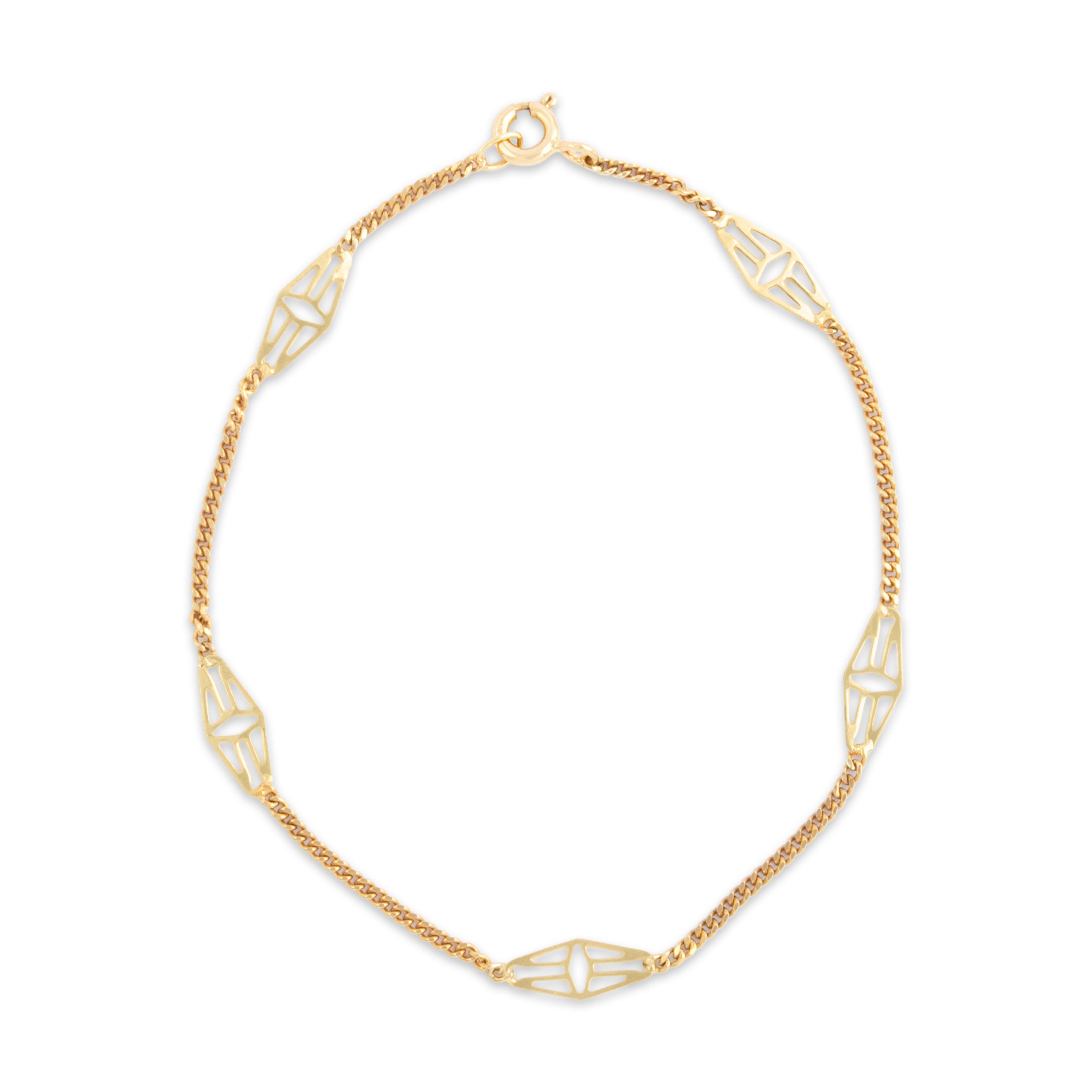 Vintage Italian 14k Yellow Gold Geometric Open Link Bracelet 6.75