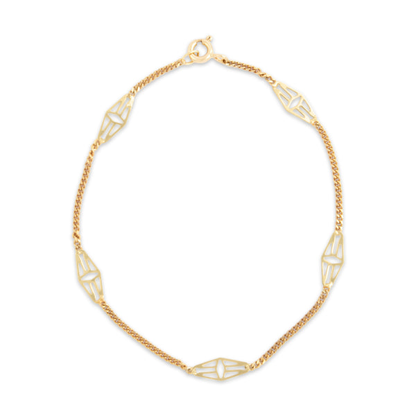 Vintage Italian 14k Yellow Gold Geometric Open Link Bracelet 6.75