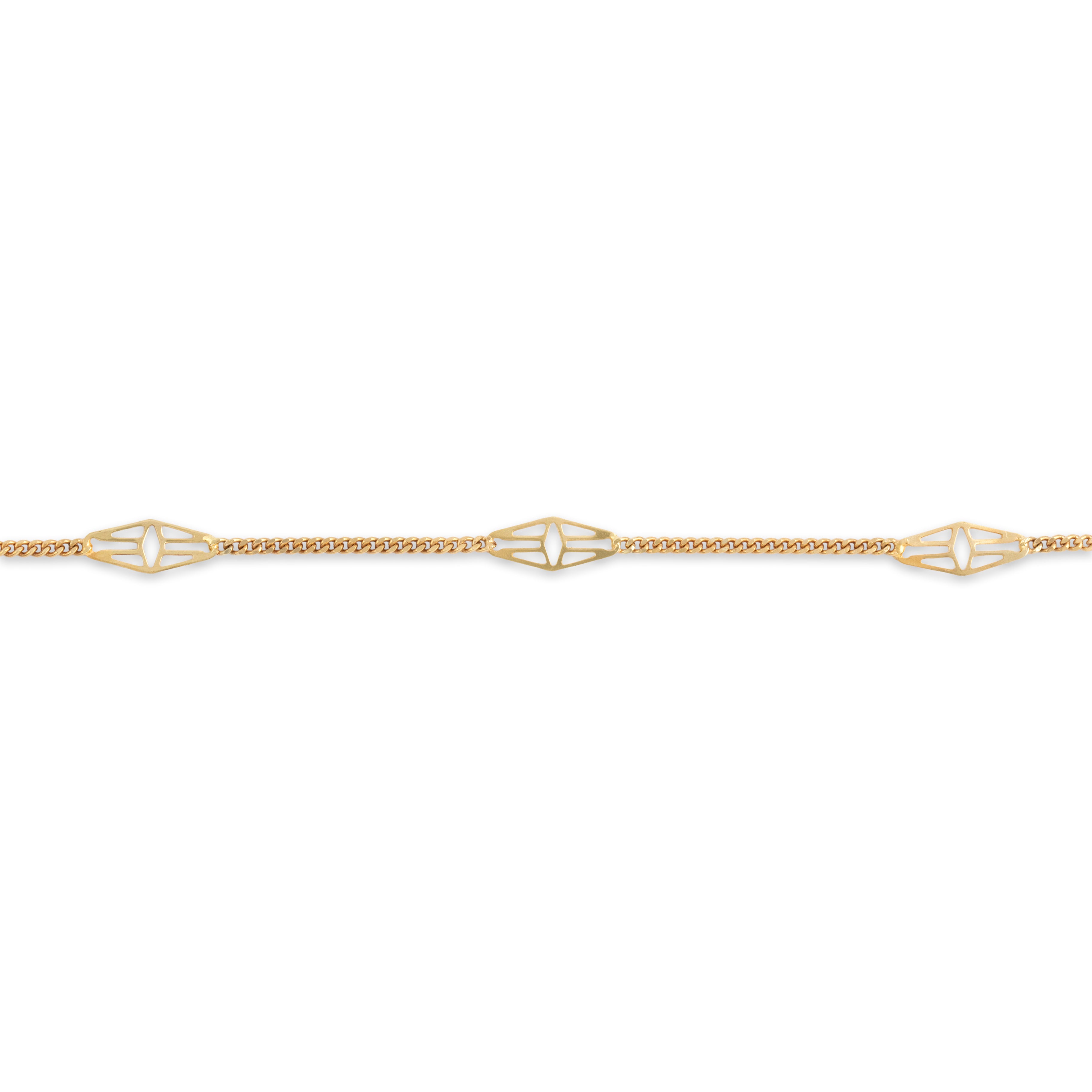 Vintage Italian 14k Yellow Gold Geometric Open Link Bracelet 6.75