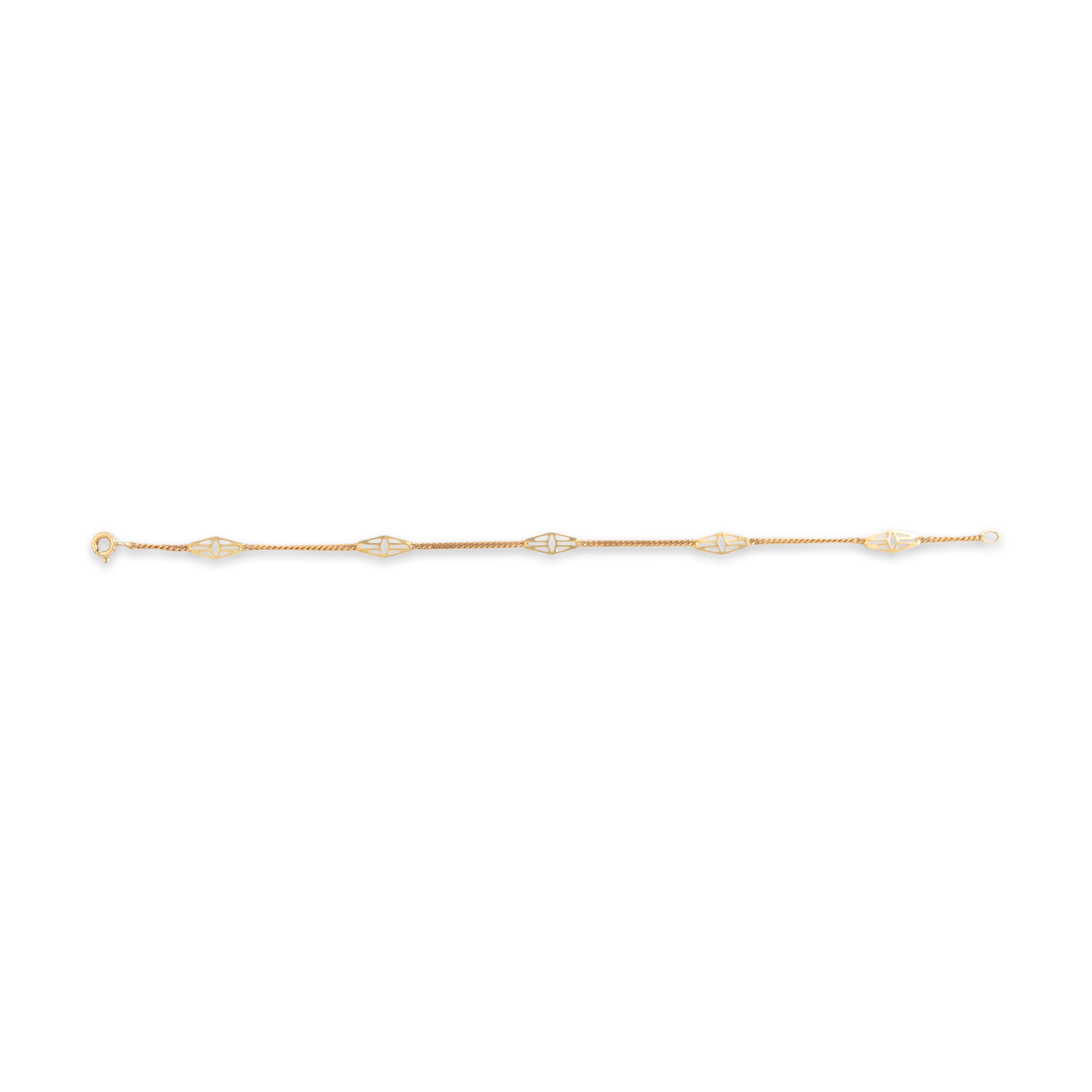 Vintage Italian 14k Yellow Gold Geometric Open Link Bracelet 6.75
