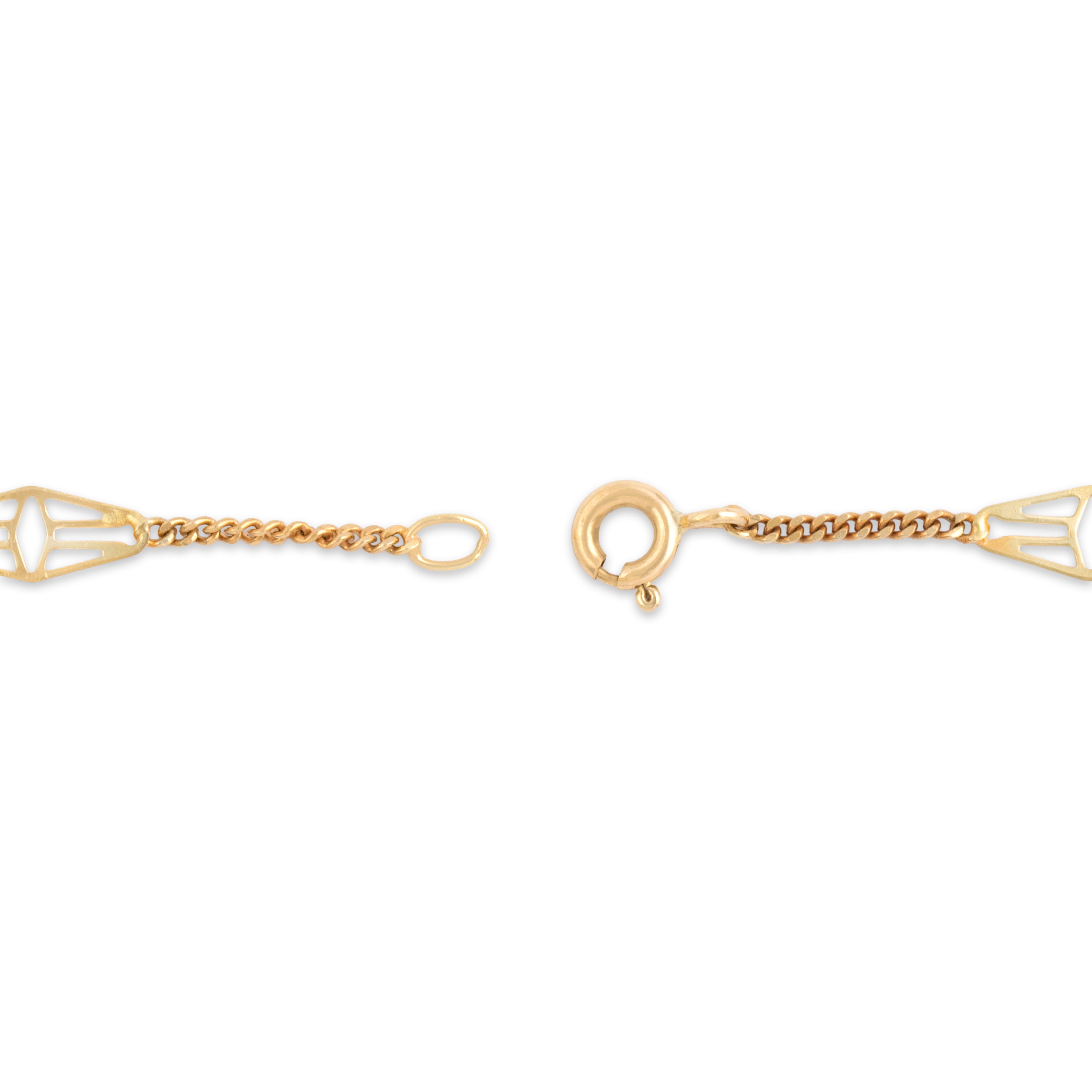 Vintage Italian 14k Yellow Gold Geometric Open Link Bracelet 6.75