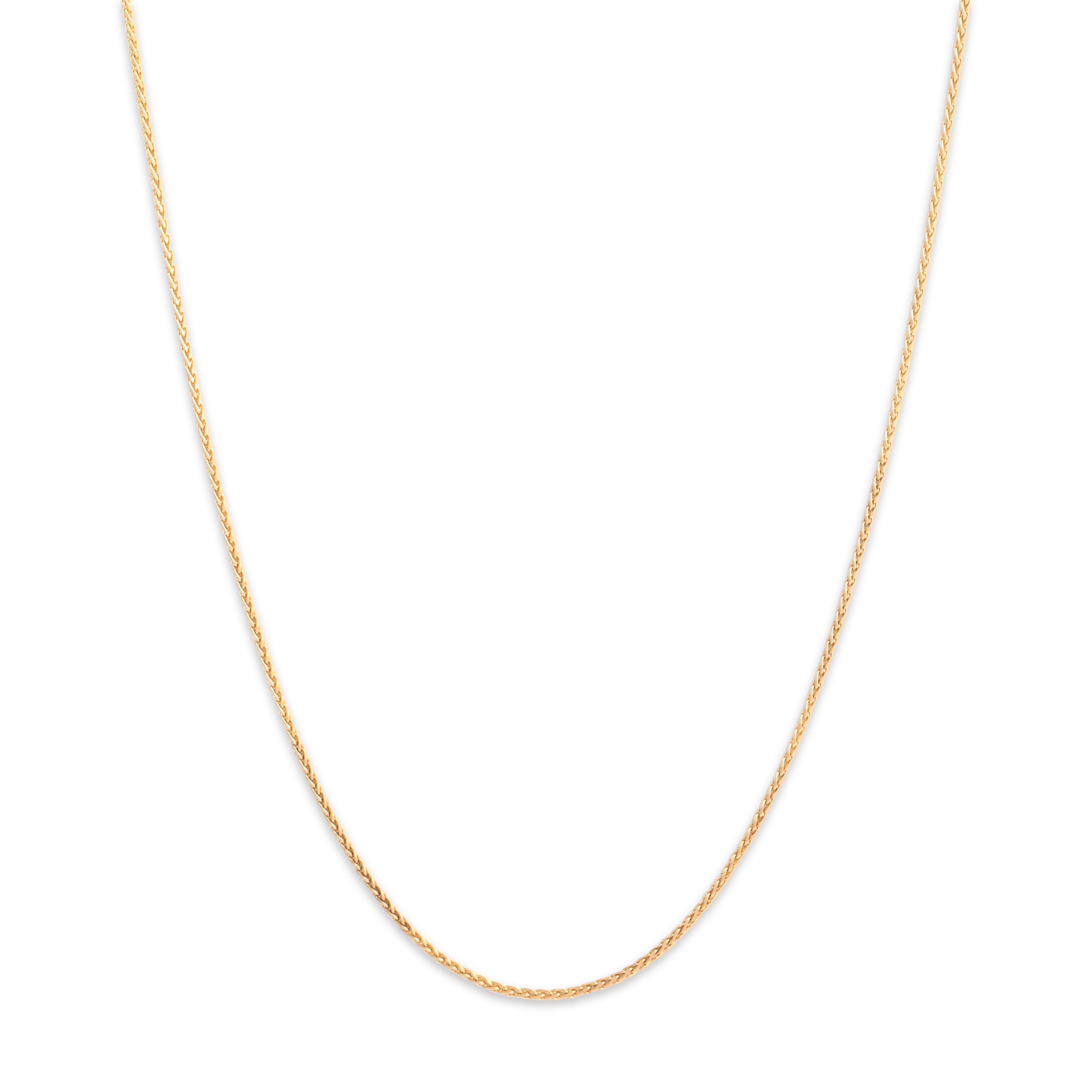 Vintage Italian 14k Yellow Gold 1mm Chic Classic Wheat Chain - Close-up view