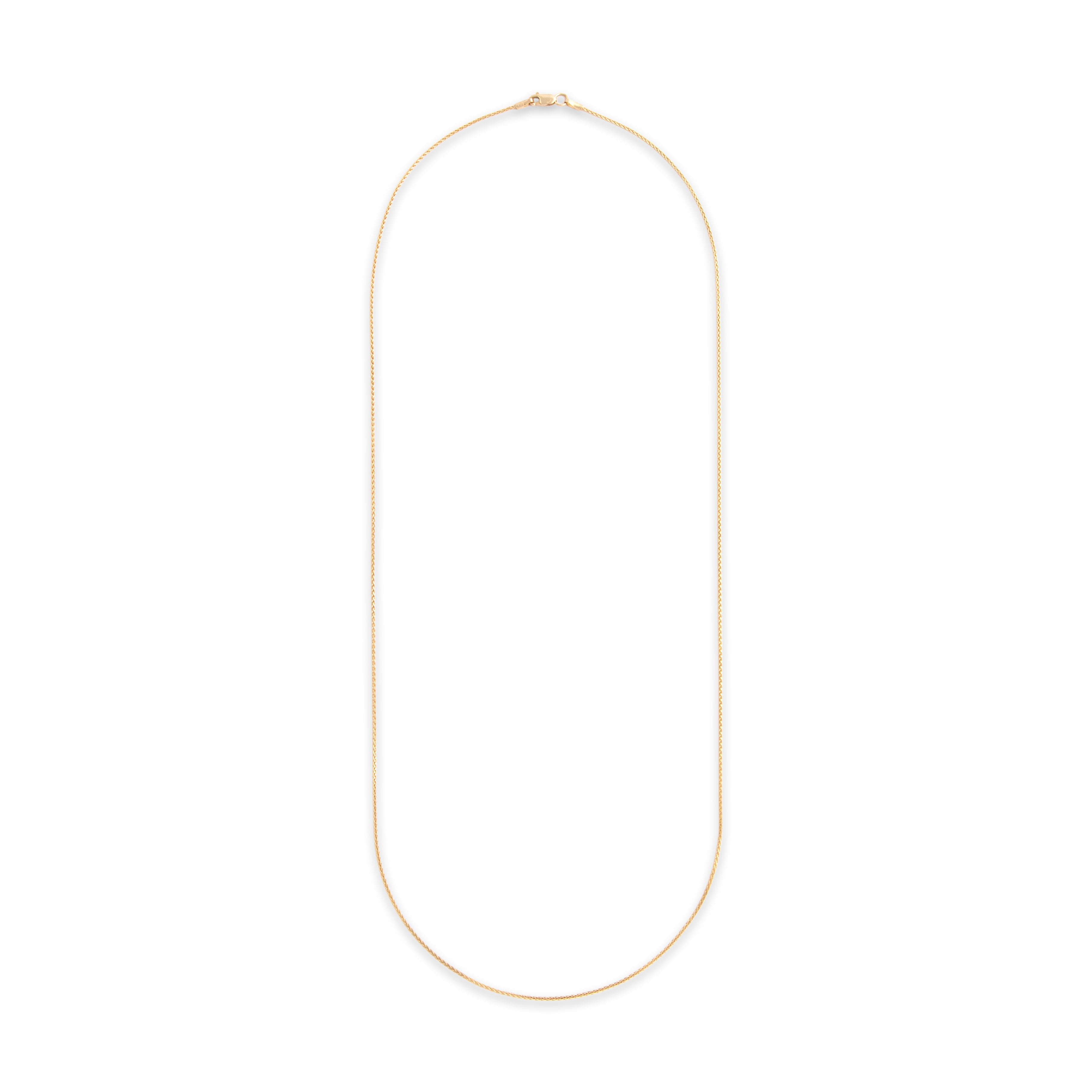 Vintage Italian 14k Yellow Gold 1mm Chic Classic Wheat Chain - Overall view