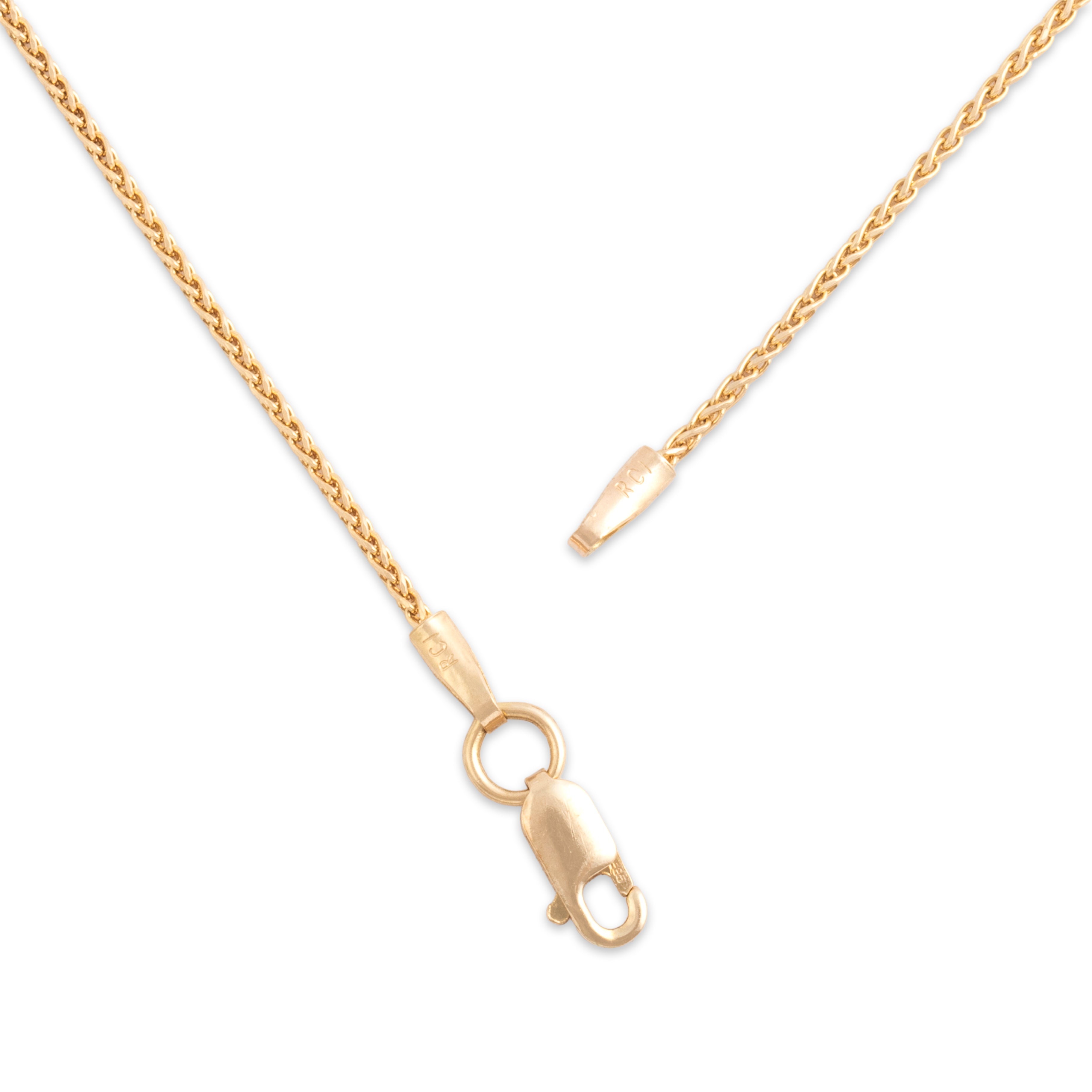 Vintage Italian 14k Yellow Gold 1mm Chic Classic Wheat Chain - clasp view