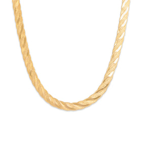 Vintage Italian 14k Yellow Gold Superb Dual-Textured Intwined Flat Chain Necklace 18"