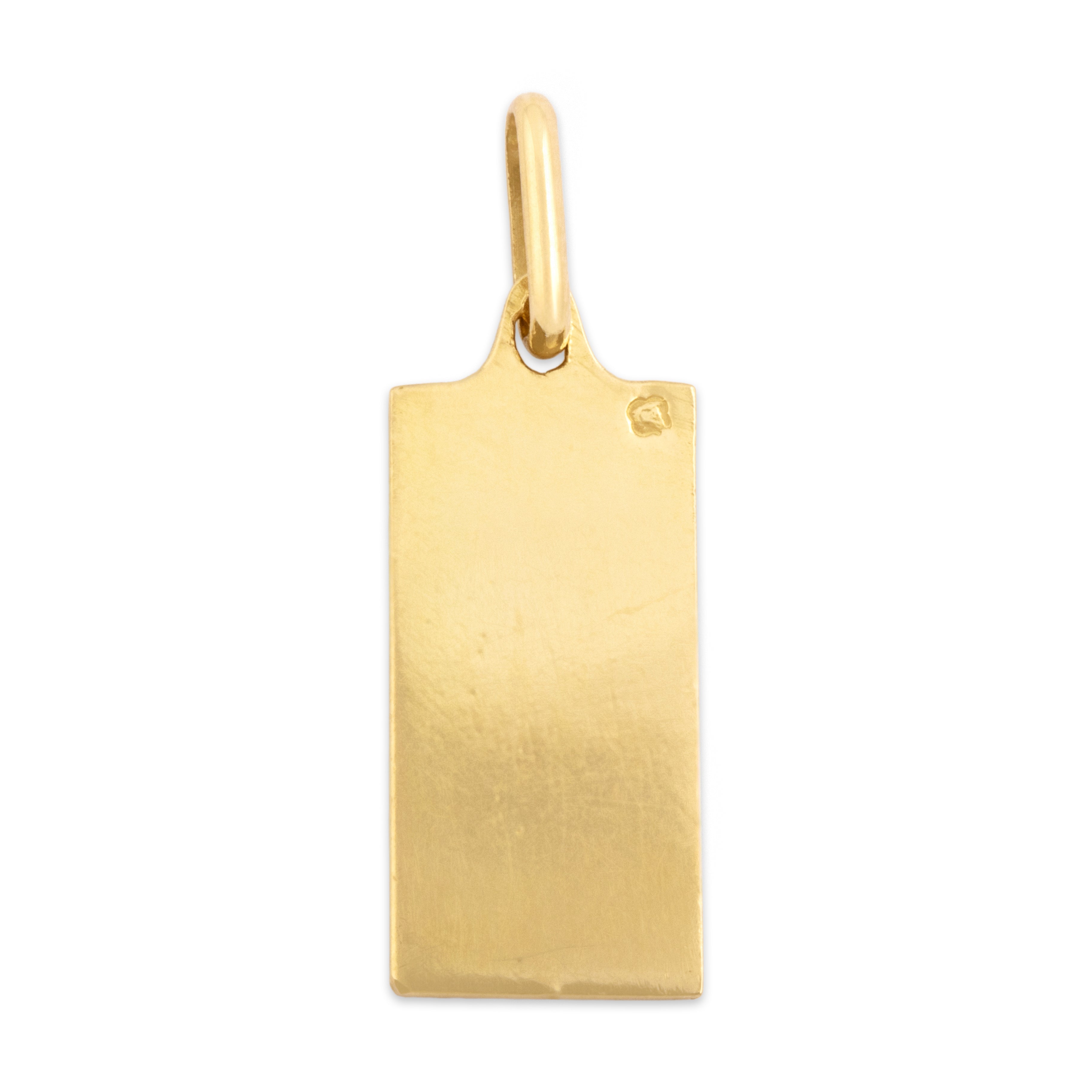 Vintage 18k Yellow Gold Textured Libra Zodiac Bar Charm / Pendant - Back view