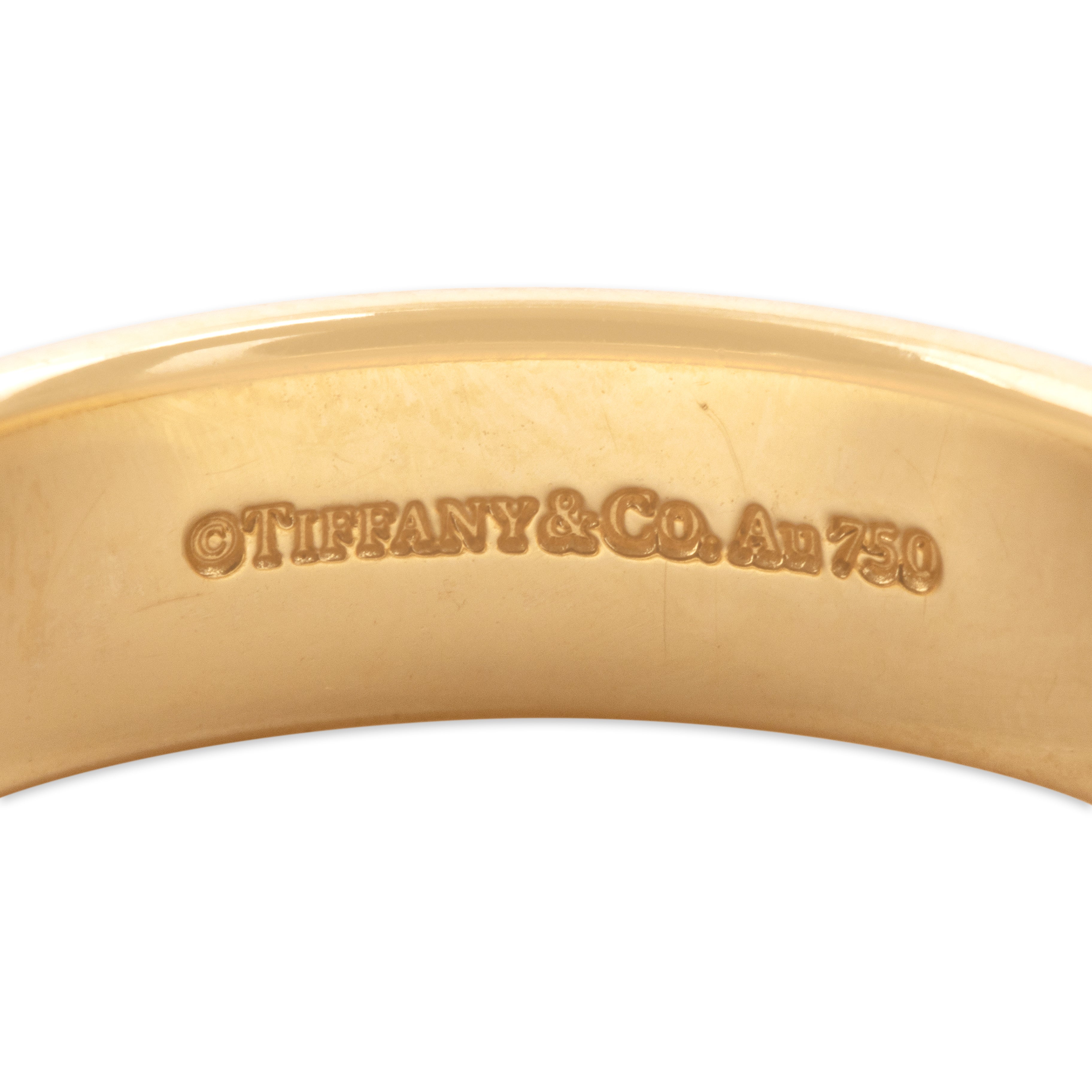 Vintage Tiffany & Co. Heavy 18k Yellow Gold Gleaming Classic Band Ring - Hallmark view