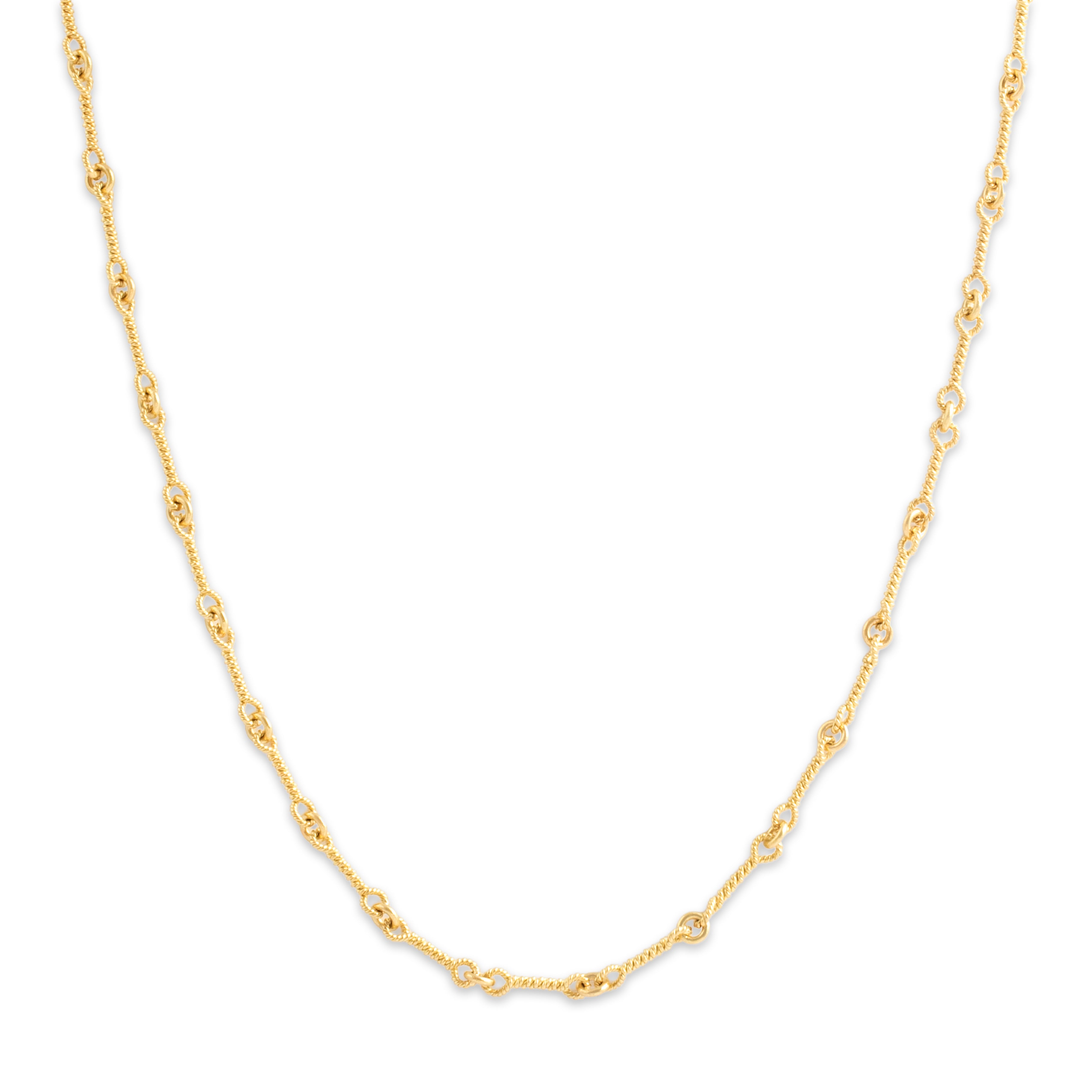 Vintage Italian 18k Yellow Gold 2.7mm Chic Rope Twist Link Chain - Close-up view