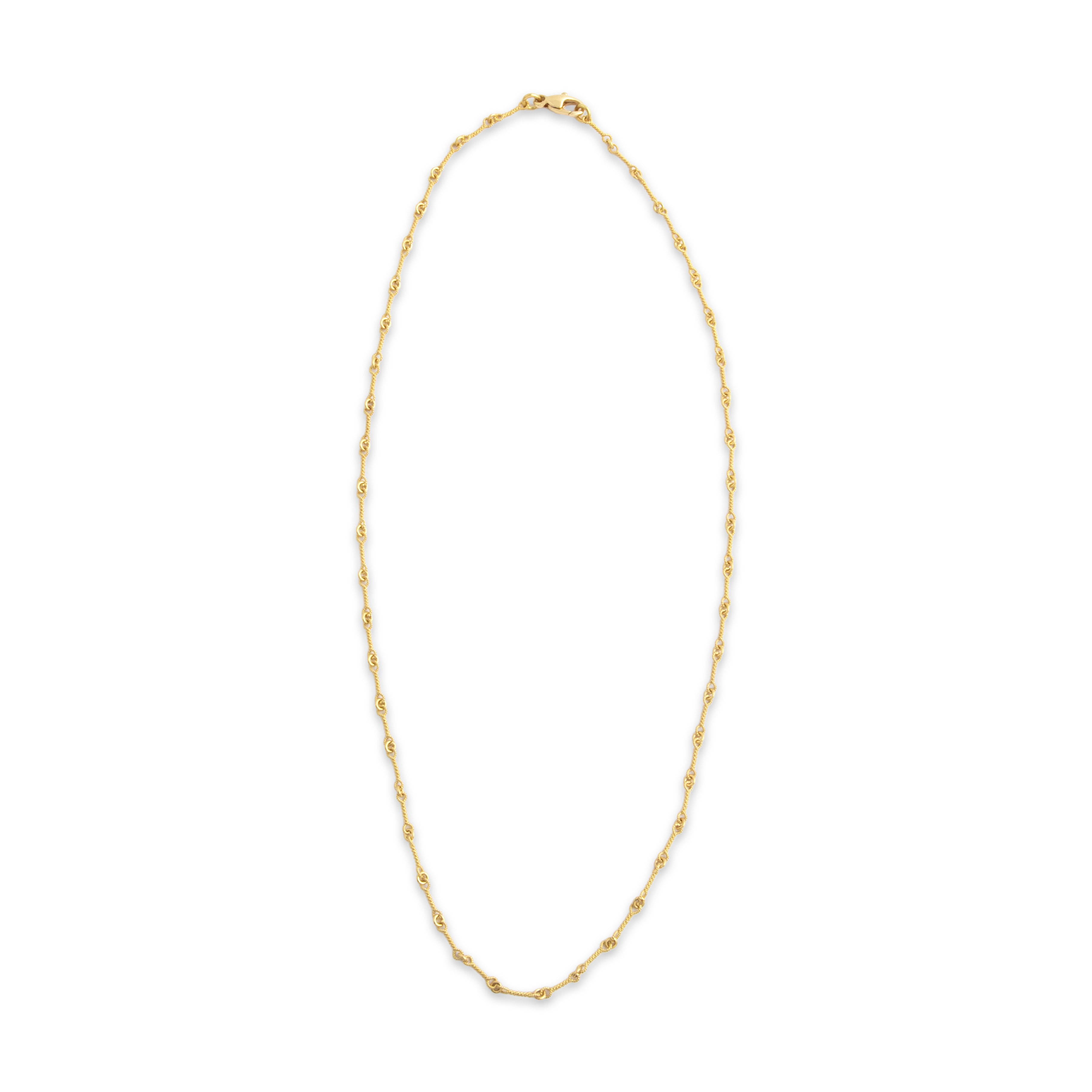Vintage Italian 18k Yellow Gold 2.7mm Chic Rope Twist Link Chain - Overall view
