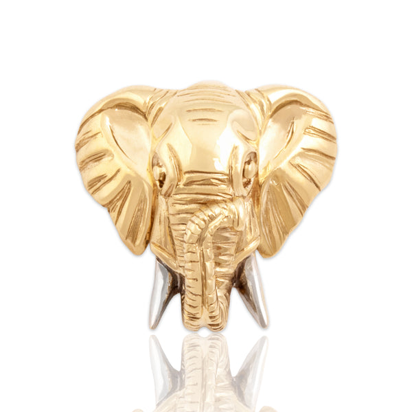 Vintage 9k Yellow & White Gold Figural Elephant Head Slide Pendant