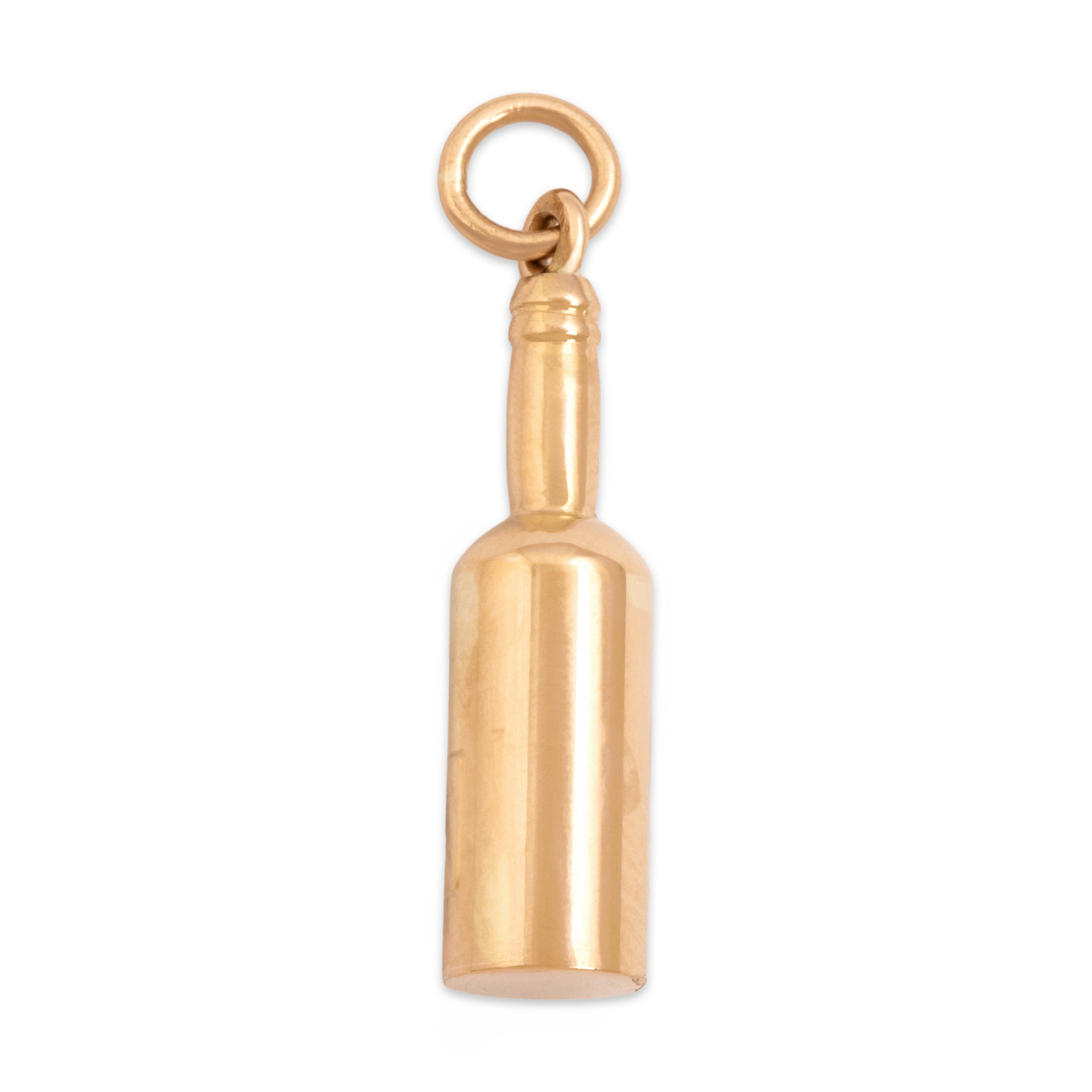 Vintage Portuguese Heavy 19k Rosy Yellow Gold Dimensional Bottle Of Port Charm / Pendant - Overall view