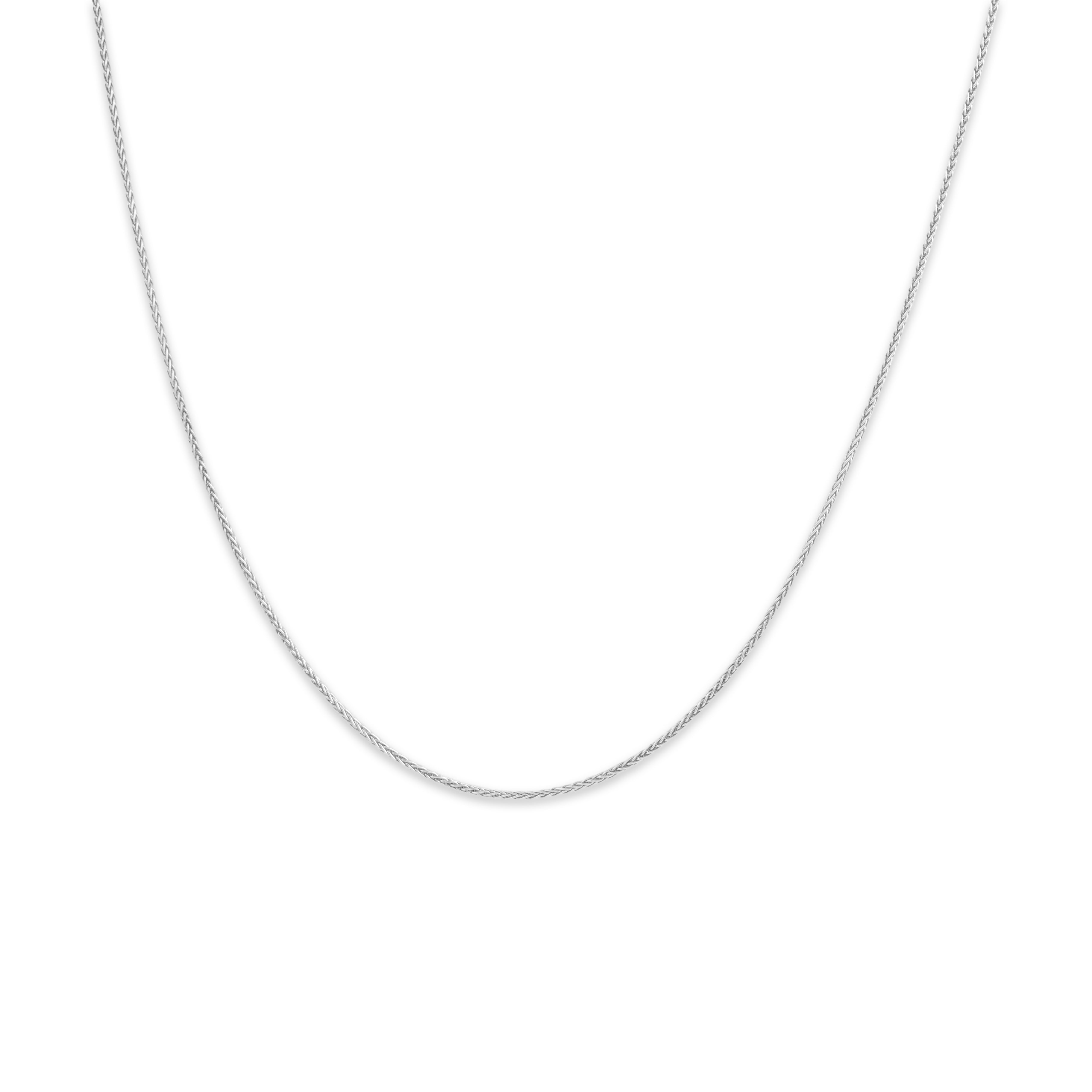 Vintage Italian 14k White Gold .8mm Dainty Wheat Chain - Close-up view