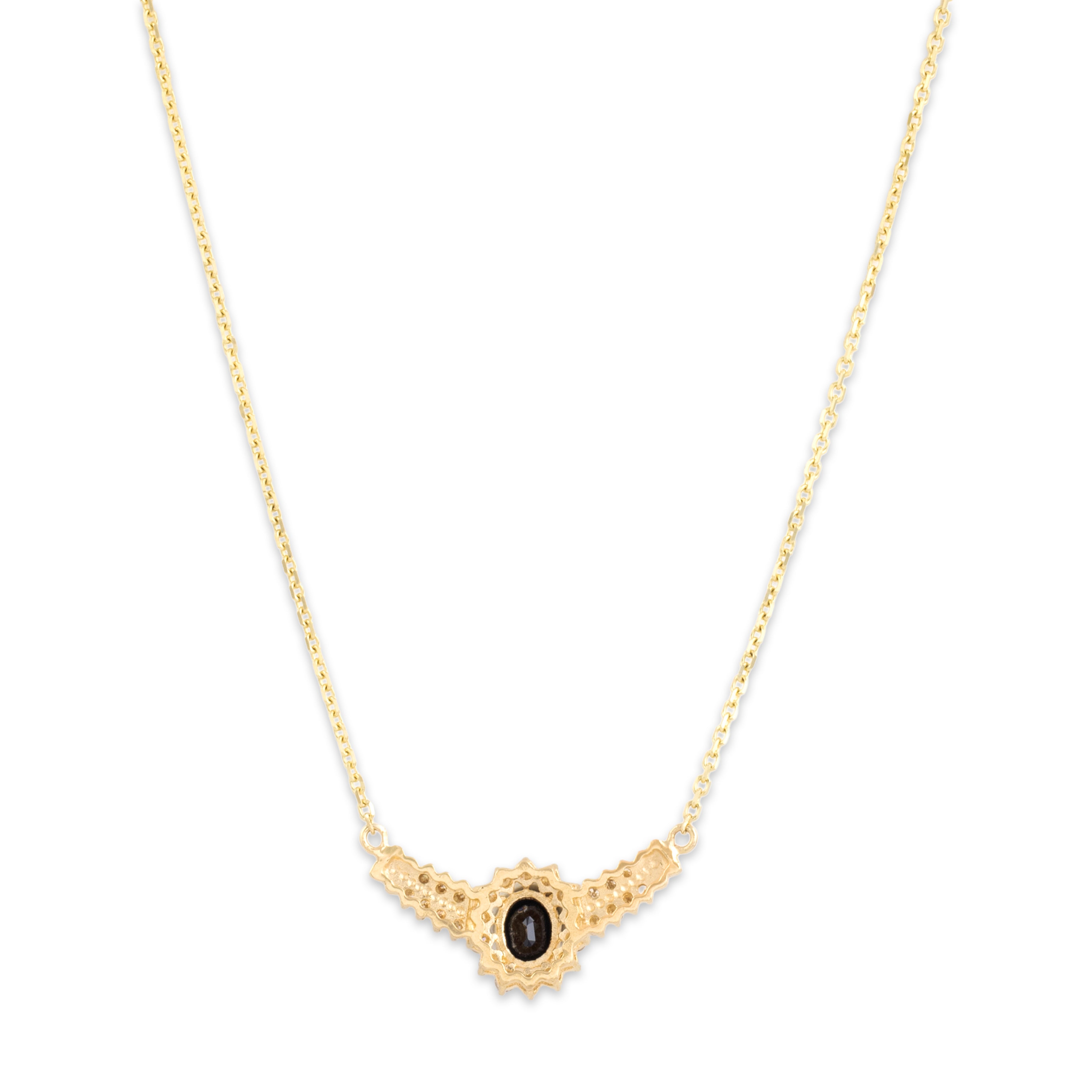 Vintage 14k Yellow Gold 1.35ct Sapphire Diamond Accented Oval Halo Necklace 17.25