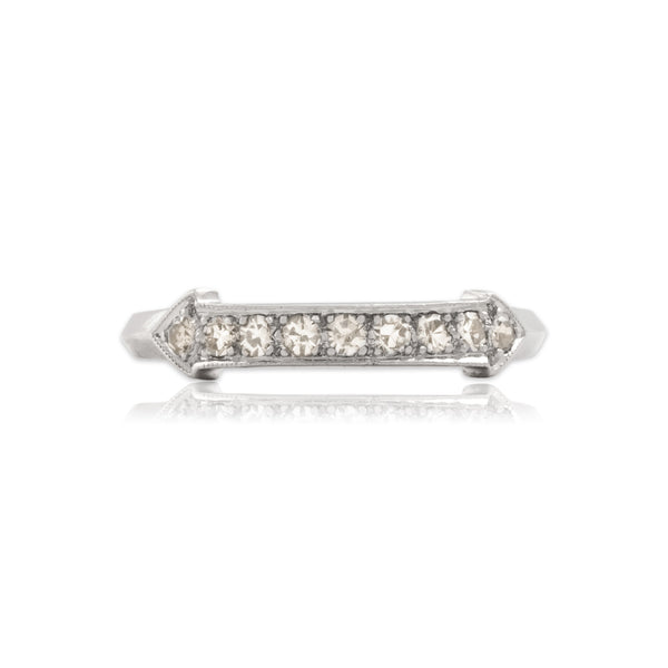 Antique Platinum Diamond Dimensional Arrow Band Ring 5.50
