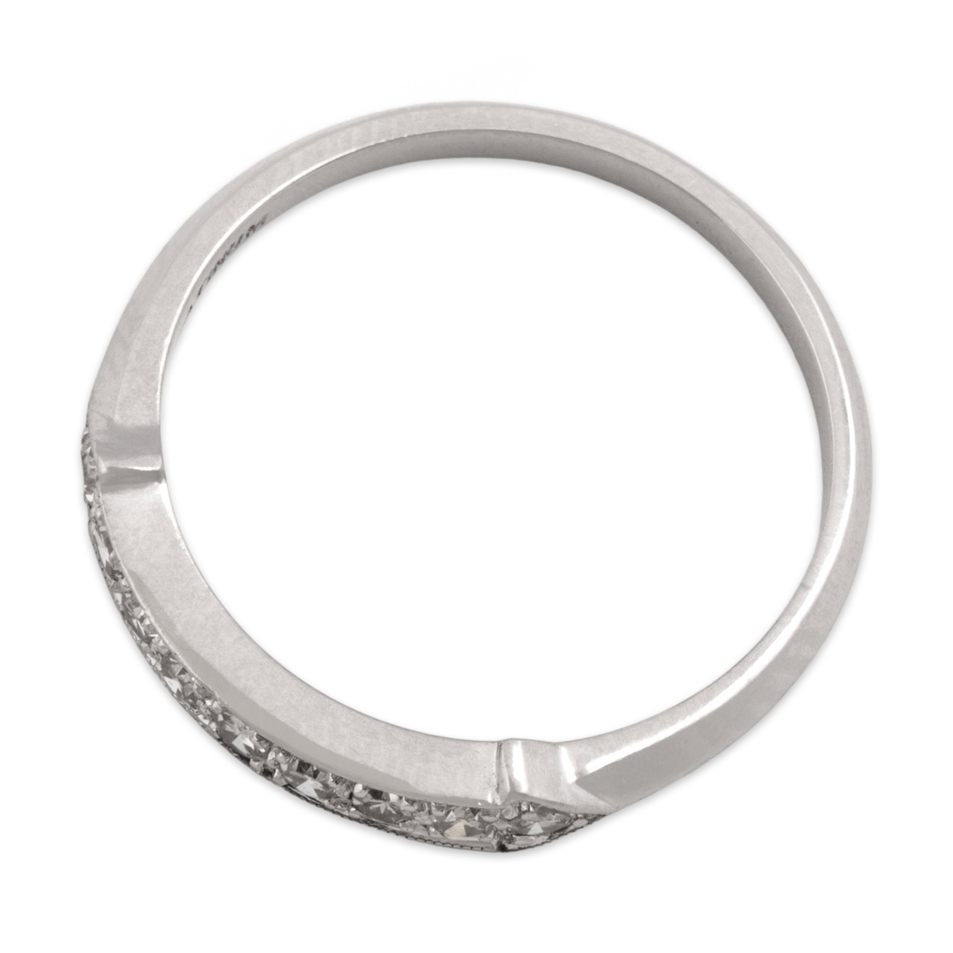 Antique Platinum Diamond Dimensional Arrow Band Ring - Overall view