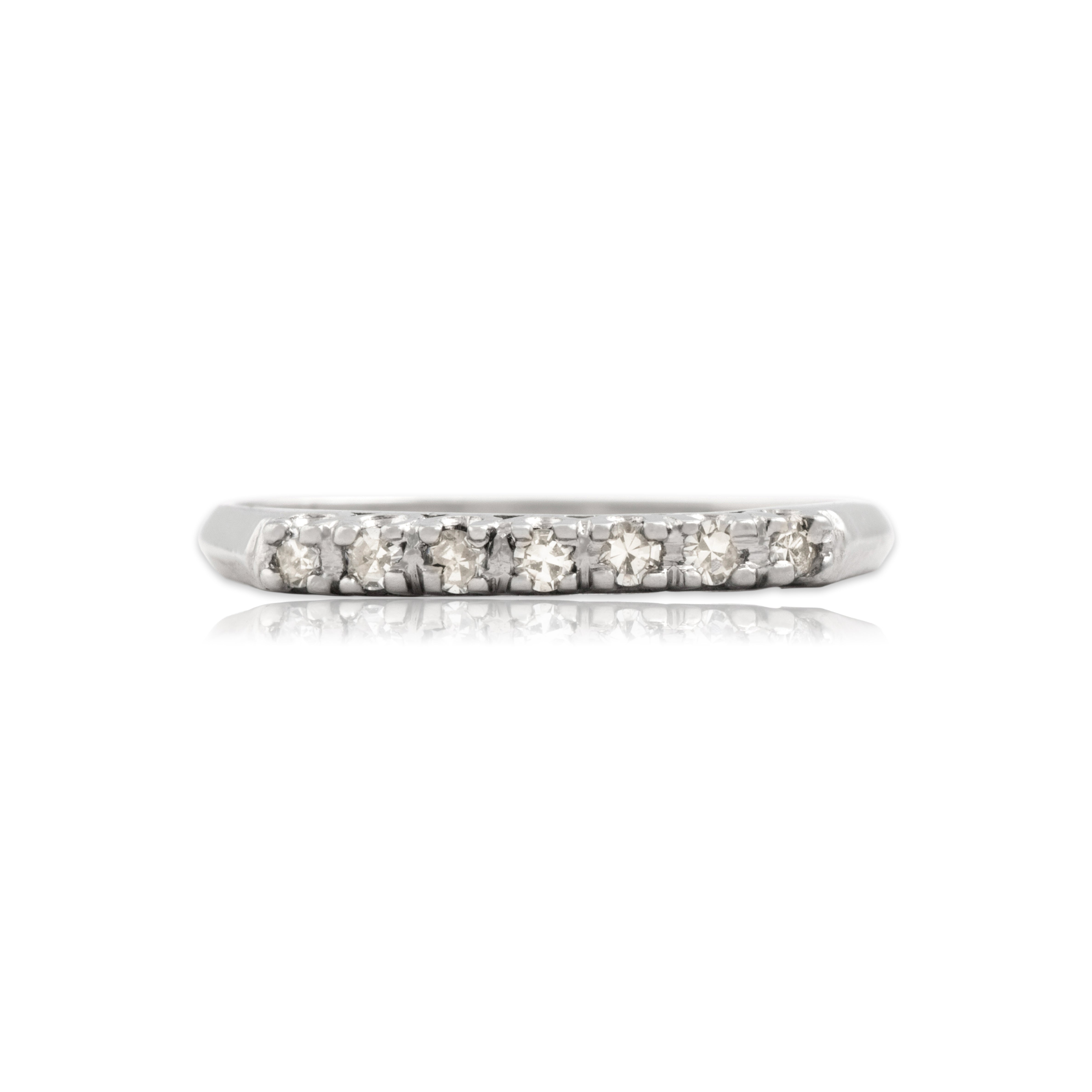 Antique Platinum Diamond Classic Sparkling Line Band Ring 6.00