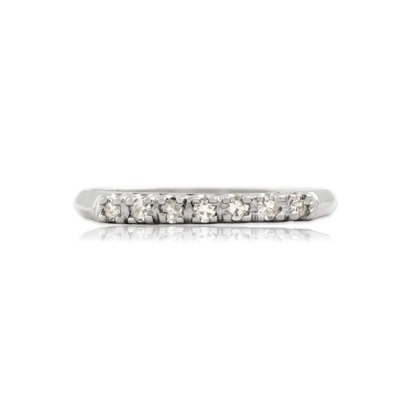Antique Platinum Diamond Classic Sparkling Line Band Ring 6.00