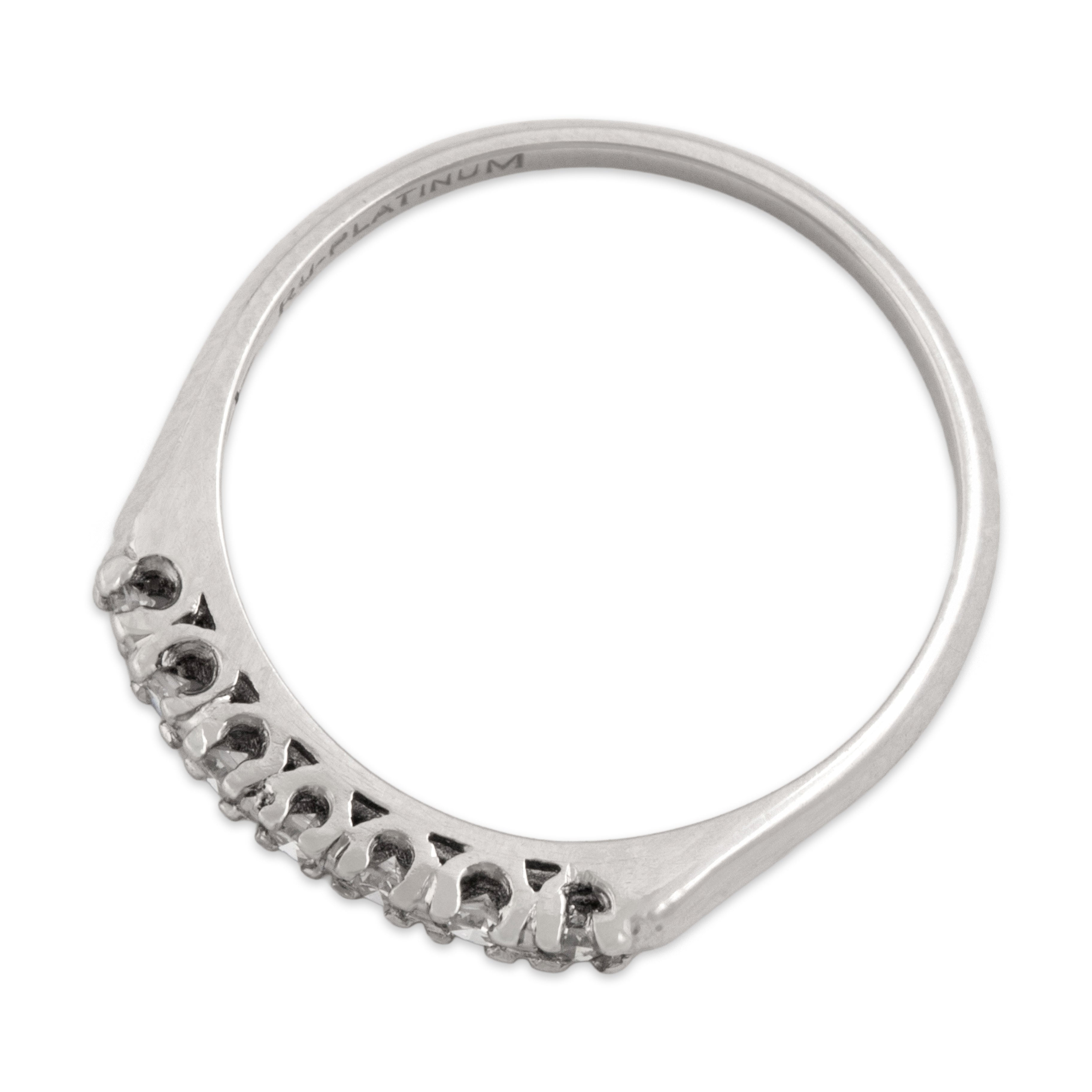 Antique Platinum Diamond Classic Sparkling Line Band Ring - Overall view