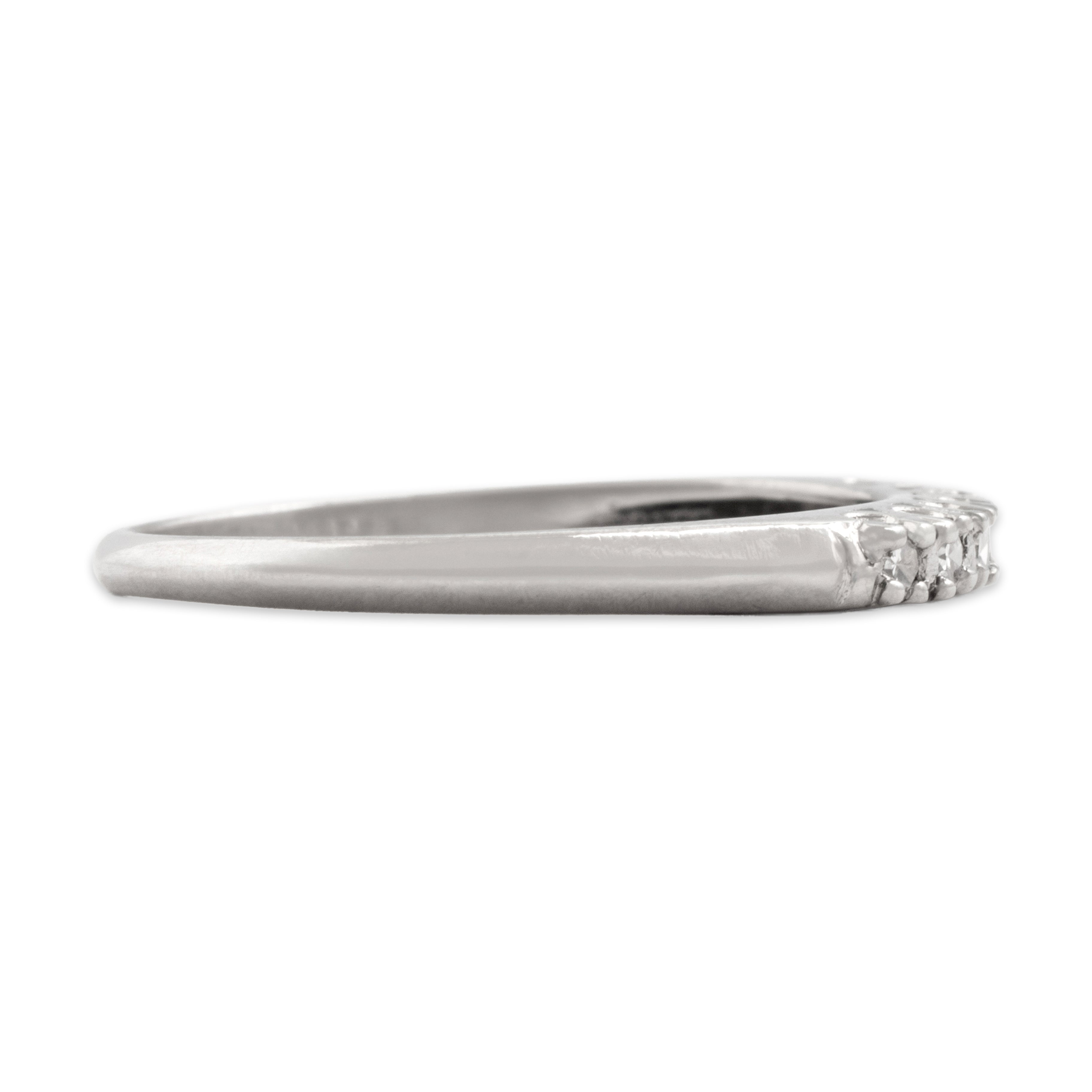 Antique Platinum Diamond Classic Sparkling Line Band Ring - Side view