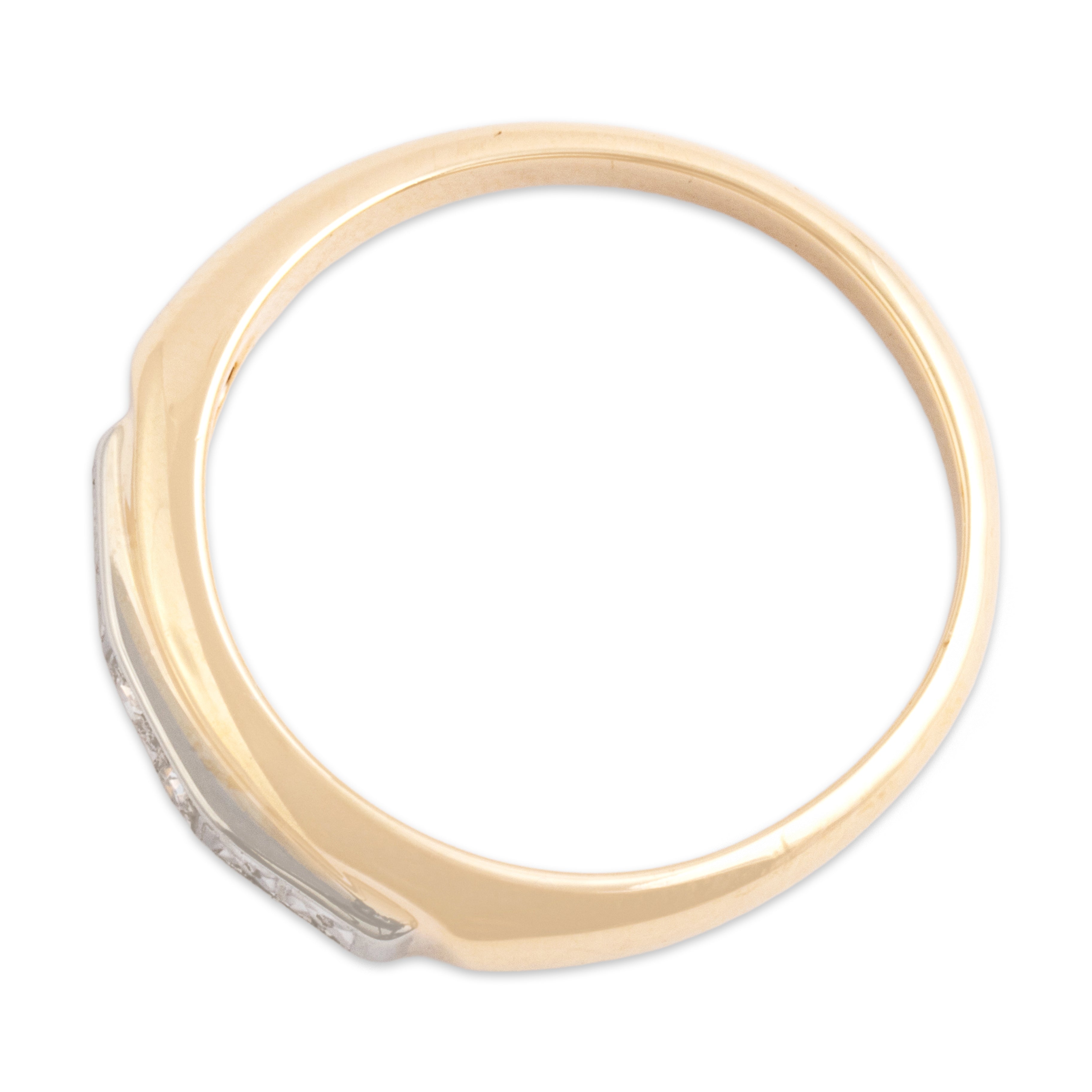 Vintage 14k Yellow & White Gold Diamond Classic Blossom Accented Line Band Ring - Overall view