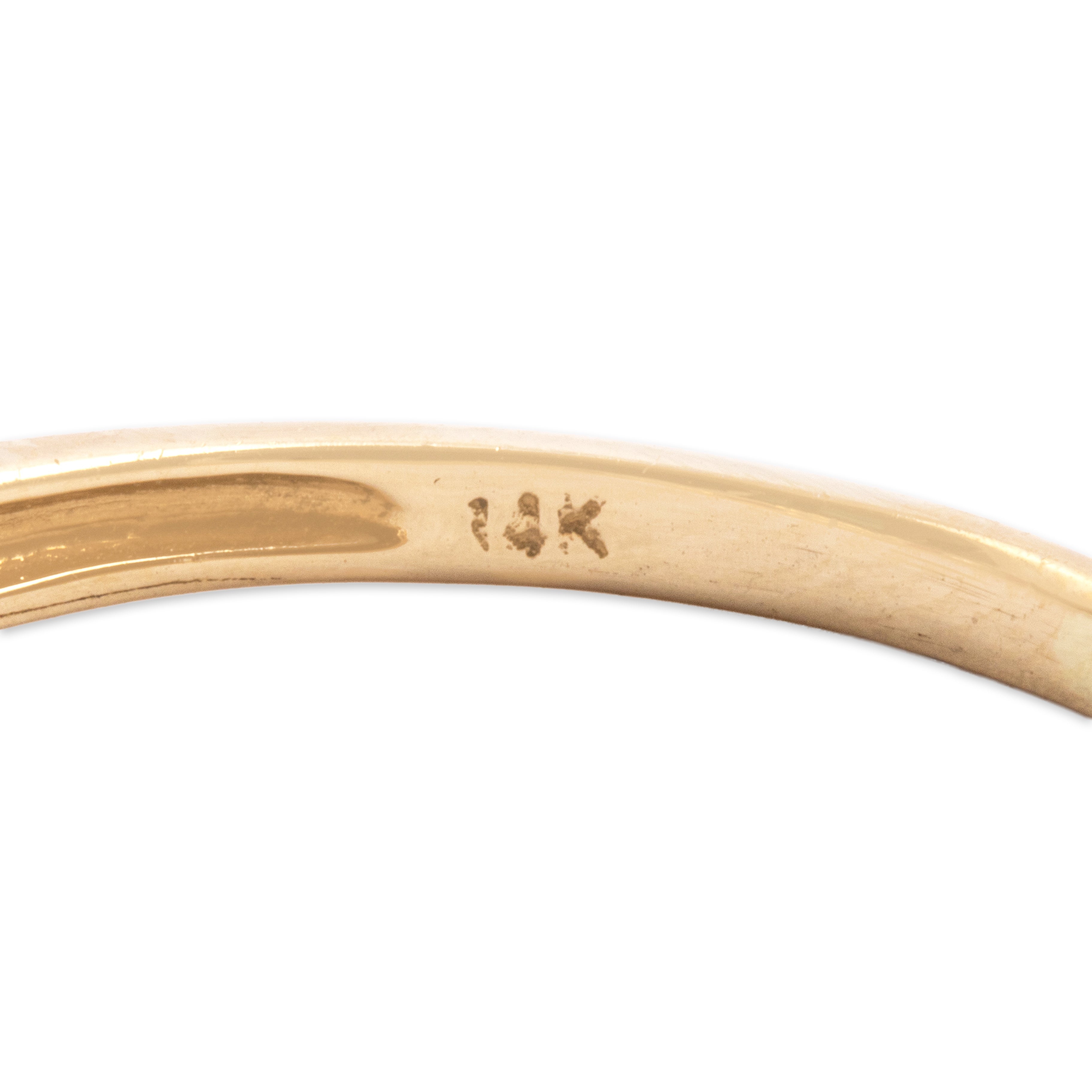 Vintage 14k Yellow Gold Ruby Diamond Striking Classic Line Band Ring - Hallmark view
