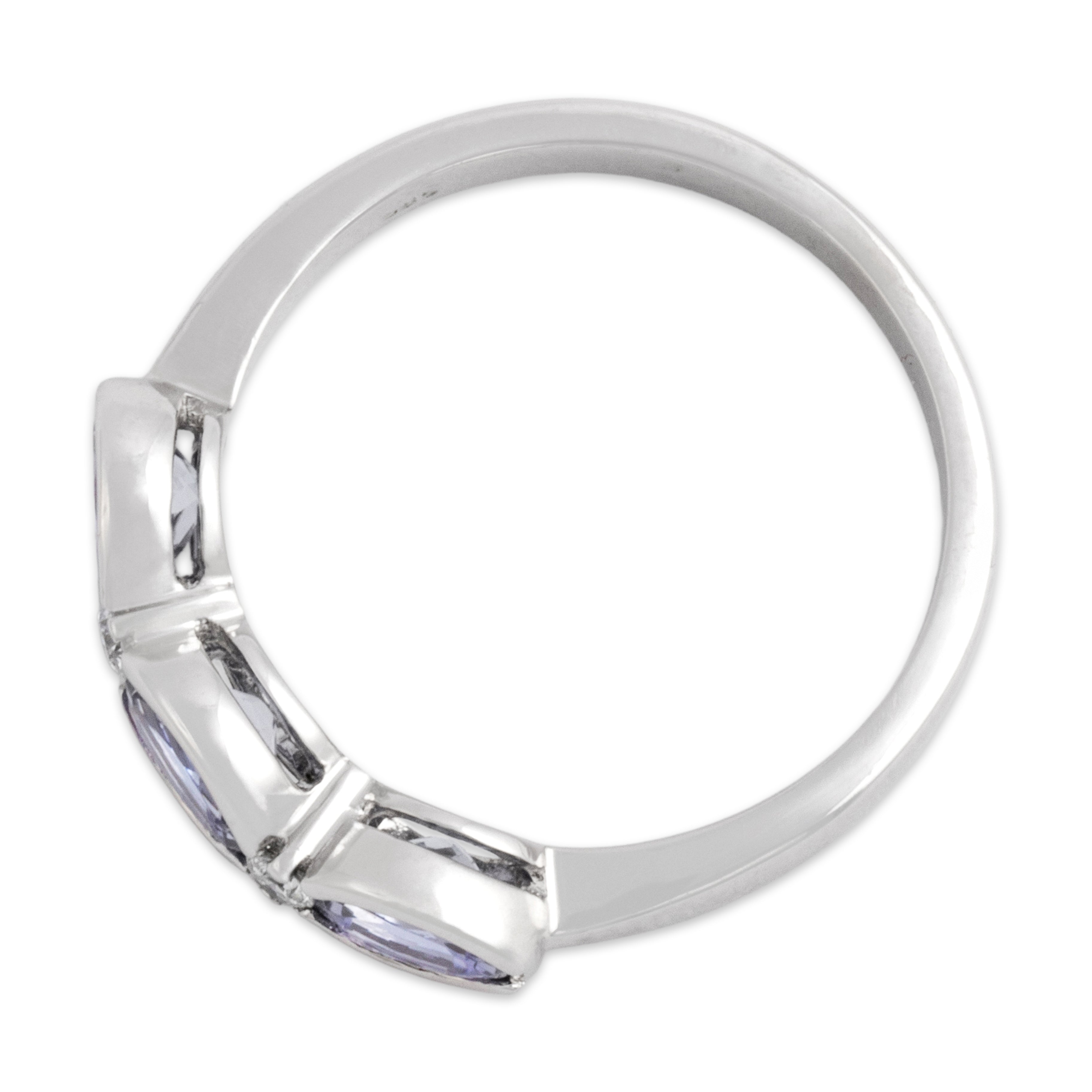 Vintage 14k White Gold 1.23cttw Tanzanite Diamond Chic Bubble Trio Ring - Overall view