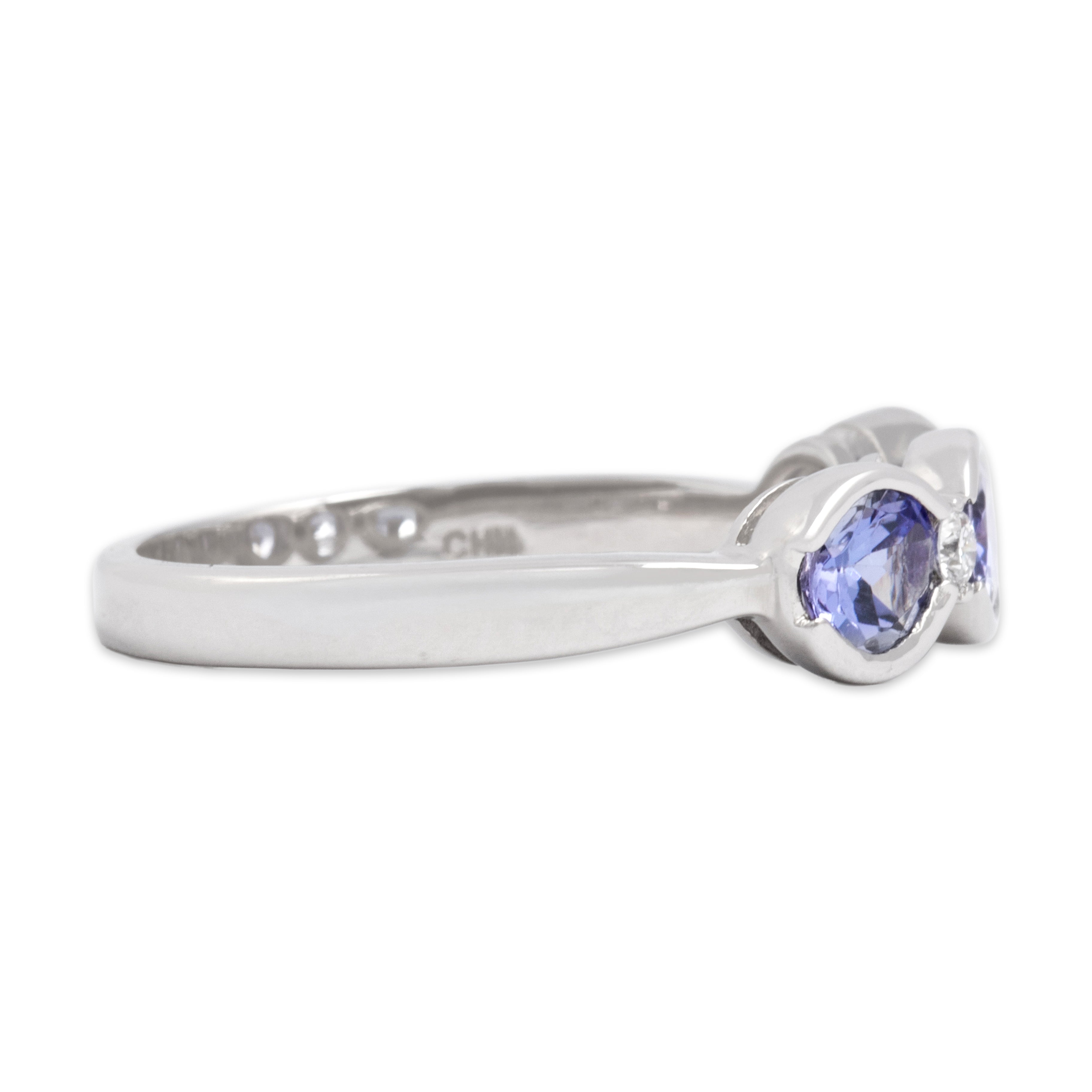 Vintage 14k White Gold 1.23cttw Tanzanite Diamond Chic Bubble Trio Ring - Side view
