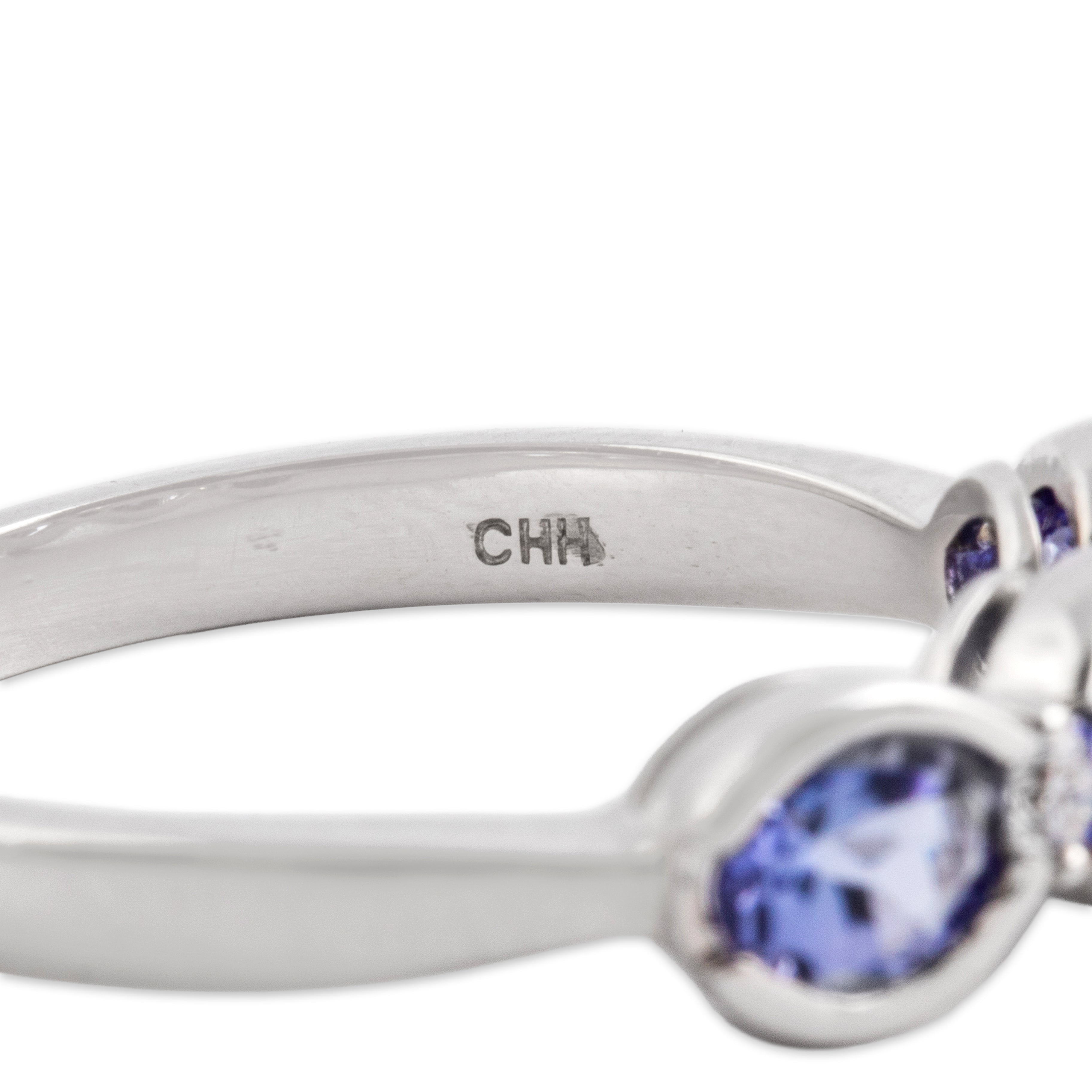 Vintage 14k White Gold 1.23cttw Tanzanite Diamond Chic Bubble Trio Ring - Hallmark view