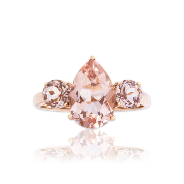 Vintage 10k Rose Gold 3.56cttw Morganite Sparkling Bold Trio Ring 9.00