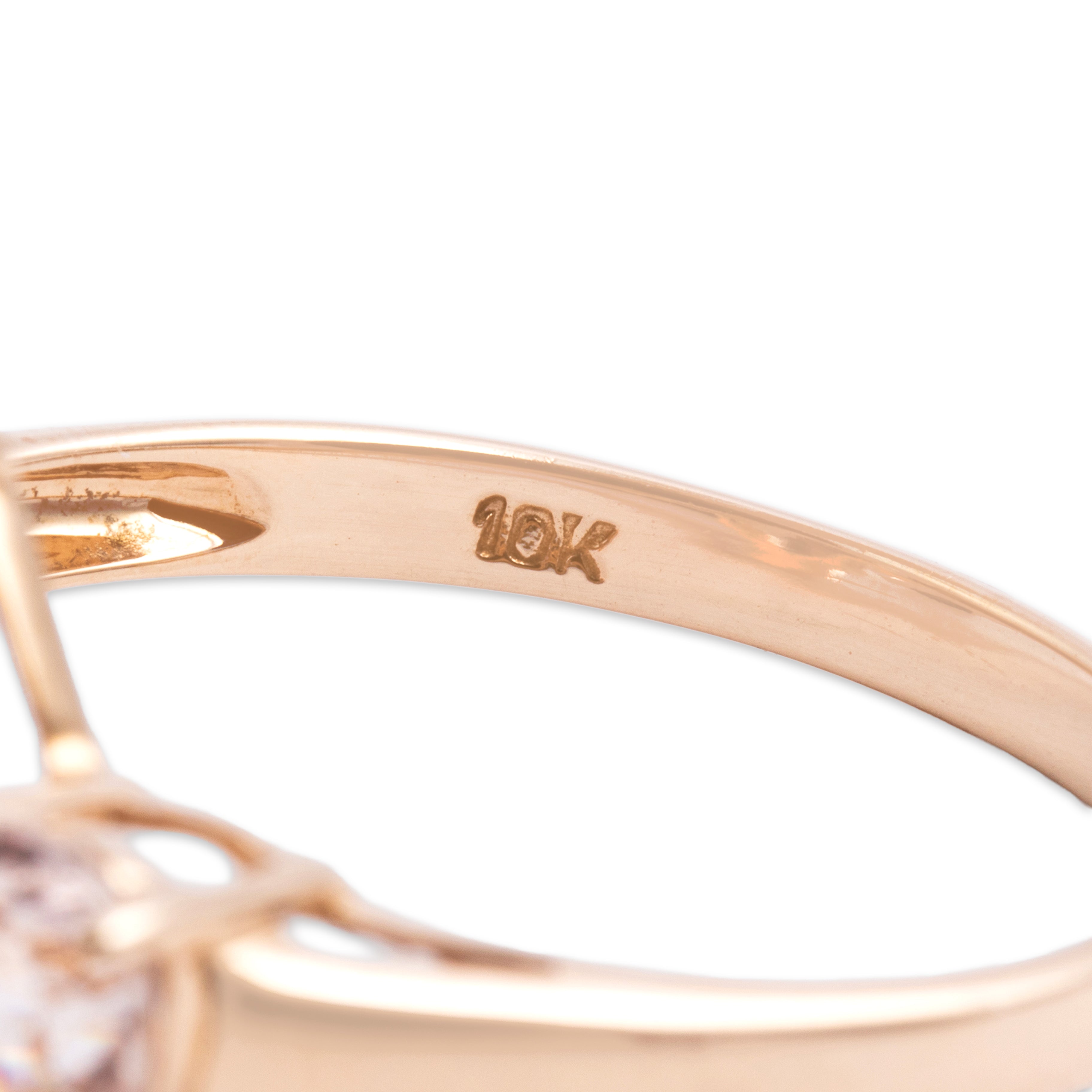 Vintage 10k Rose Gold 3.56cttw Morganite Sparkling Bodl Trio Ring - Hallmark view