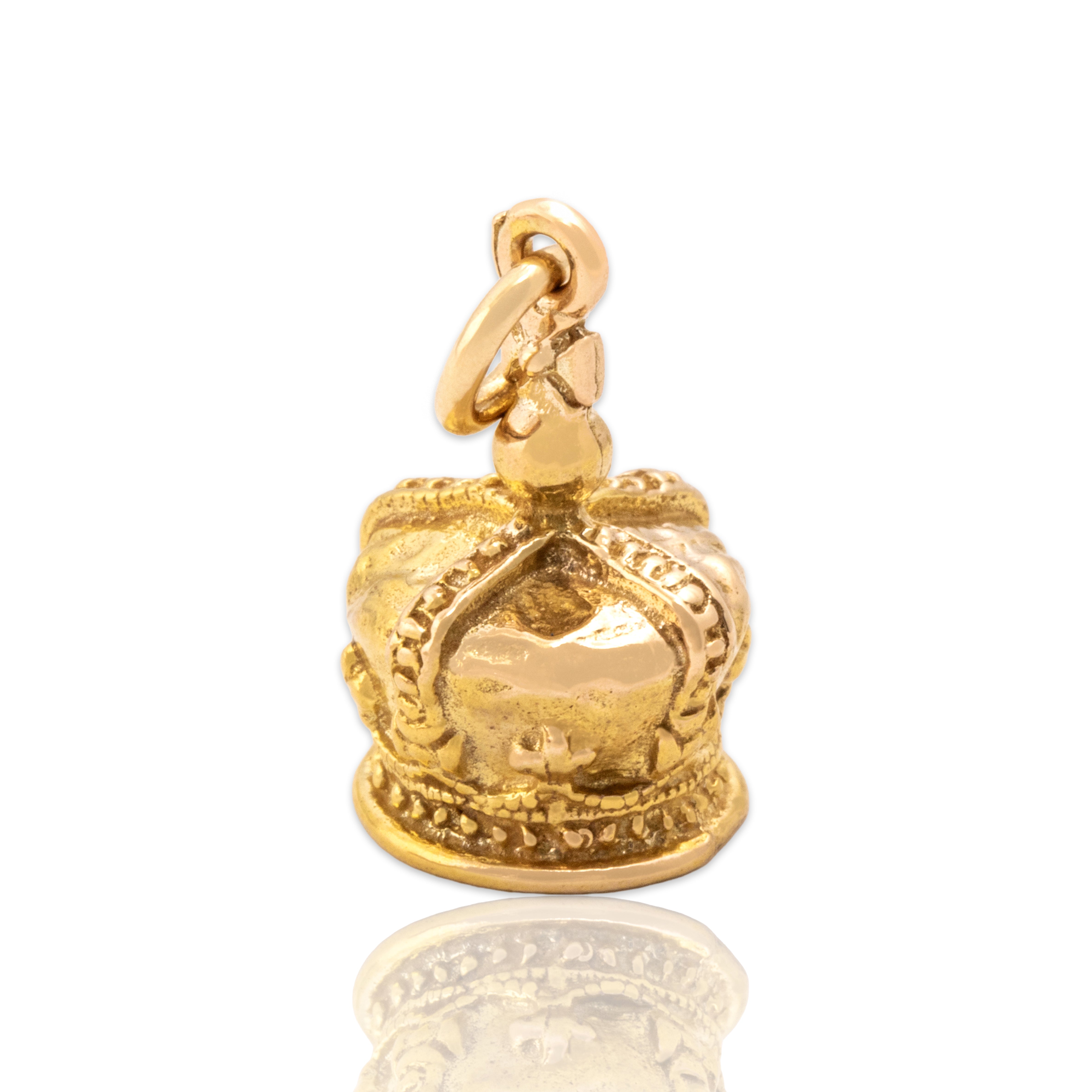 Vintage English 9k Yellow & Rosy Yellow Gold Regal St. Edward's Crown Charm / Pendant - Close-up view