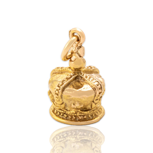 Vintage English 9k Yellow & Rosy Yellow Gold St. Edward's Crown Charm / Pendant