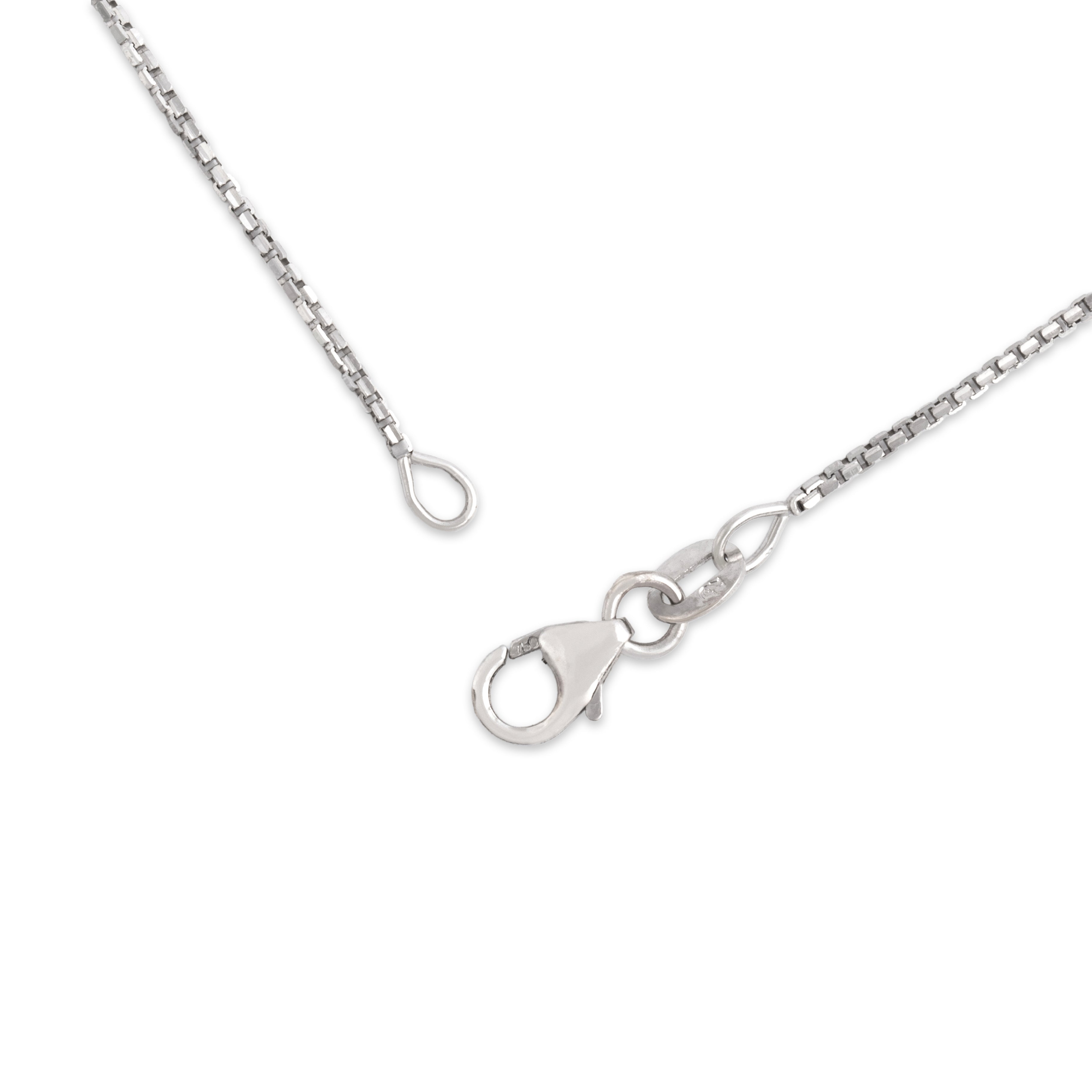 Vintage Italian 18k White Gold 1mm Glittering Box Chain - clasp view
