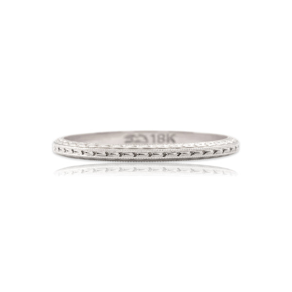 Antique 18k White Gold Dynamic Geometric Eternity Band Ring 8.00