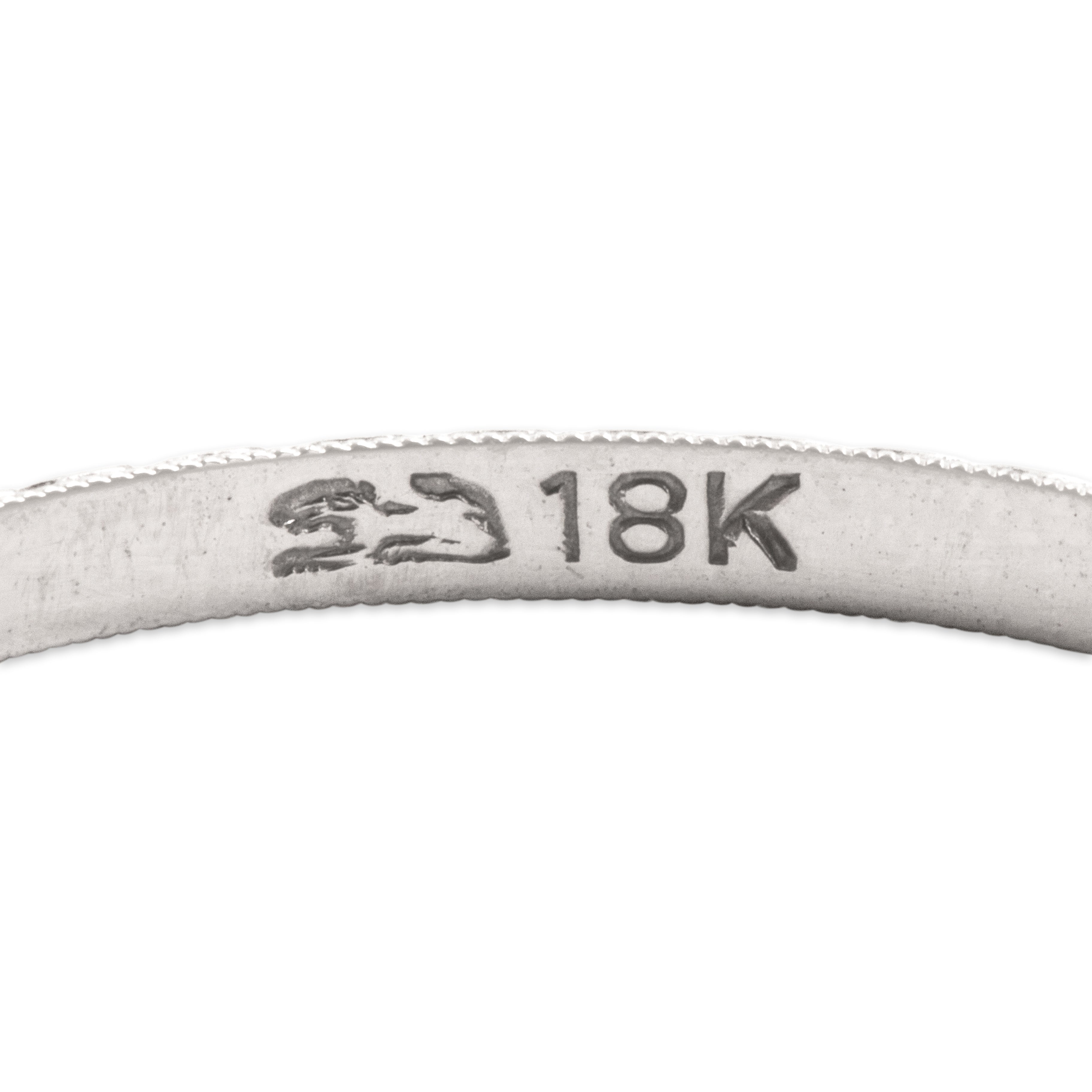 Antique 18k White Gold Dynamic Geometric Eternity Band Ring - Hallmark view
