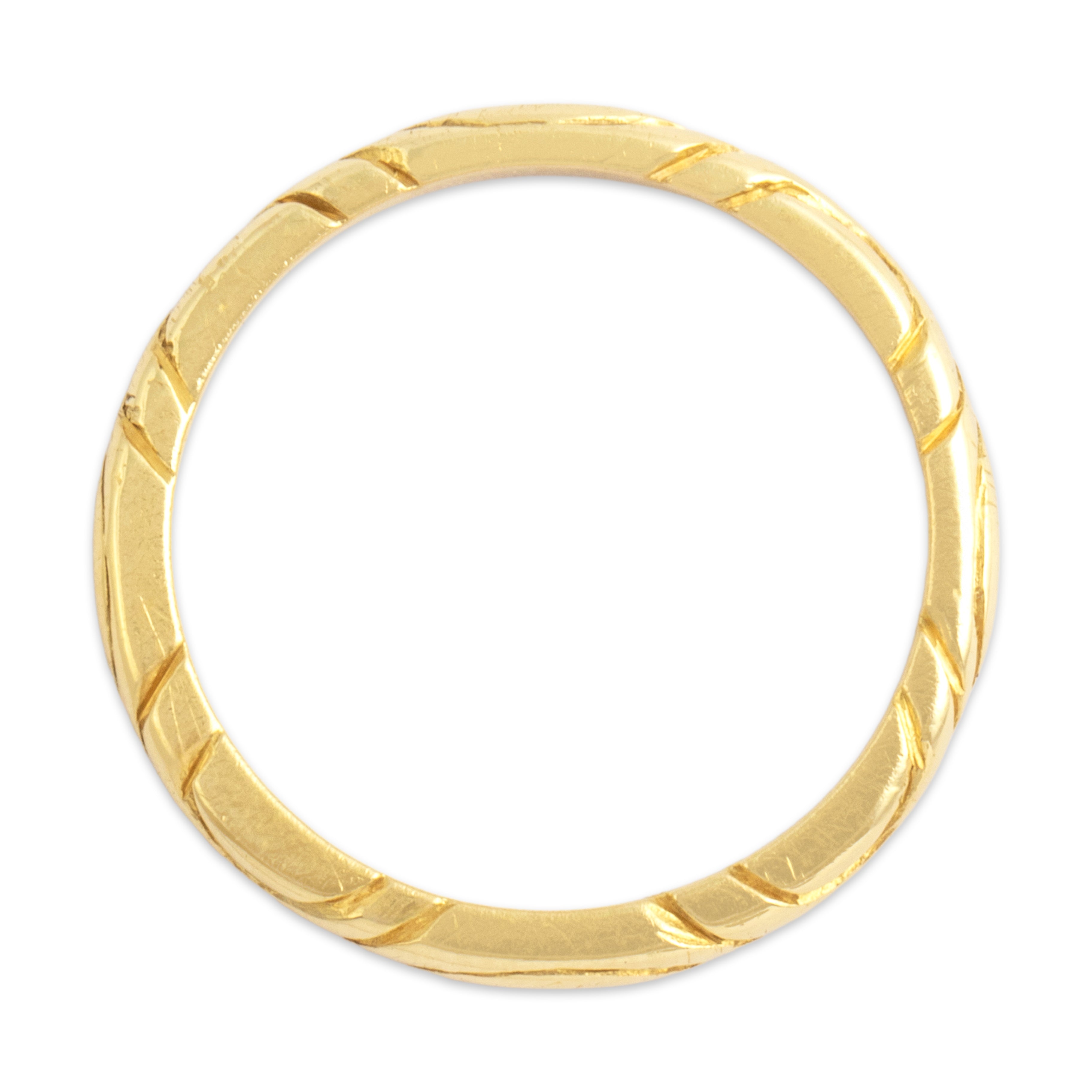 Vintage 18k Yellow Gold Waving Textured Eternity Band Ring - detail view #1