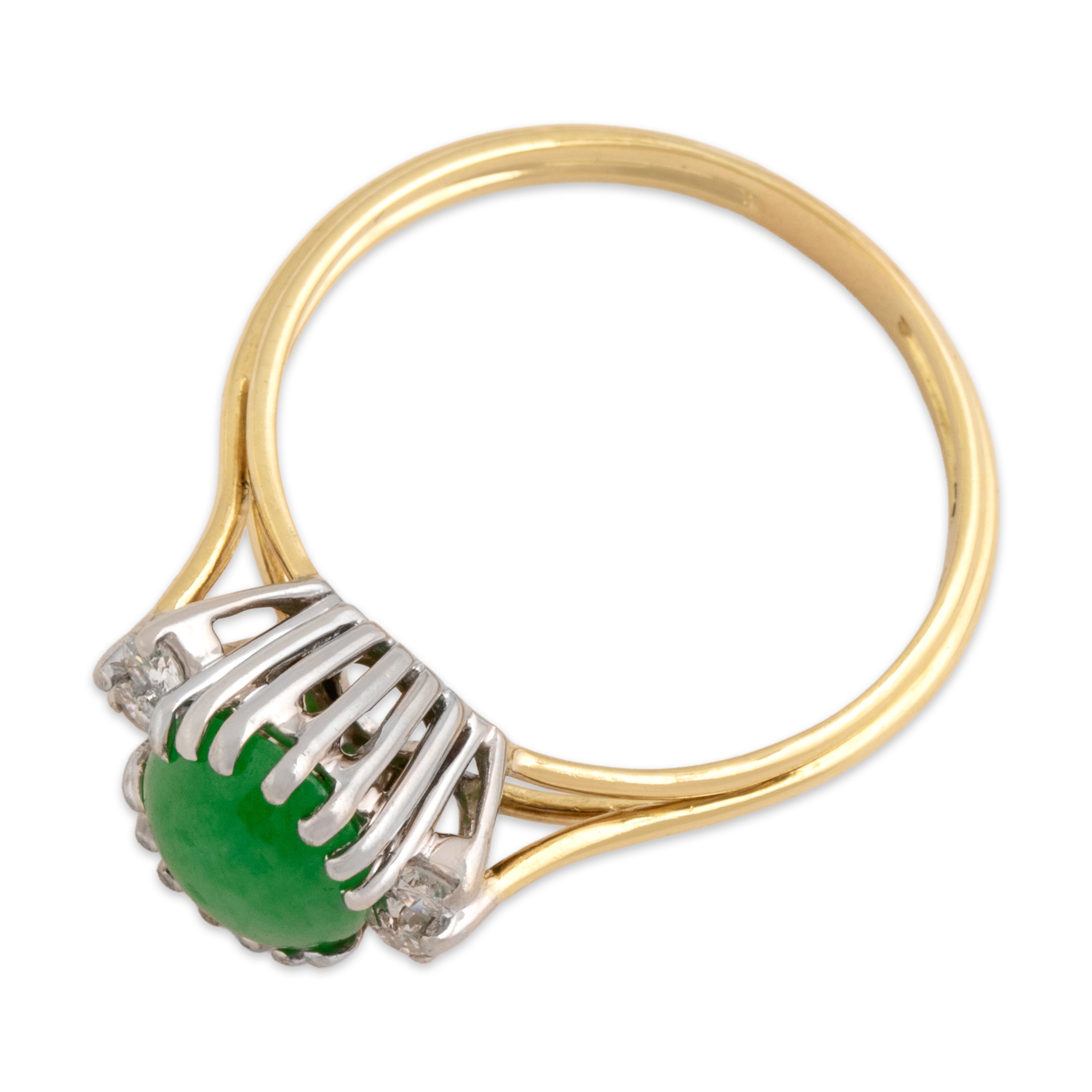 Vintage 18k Yellow & White Gold 1.43ct Jade Diamond Sparkling Duo Accented Ring - Overall view