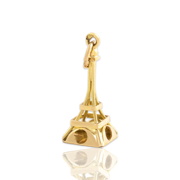Vintage French 18k Yellow Gold Sleek Eiffel Tower Charm / Pendant