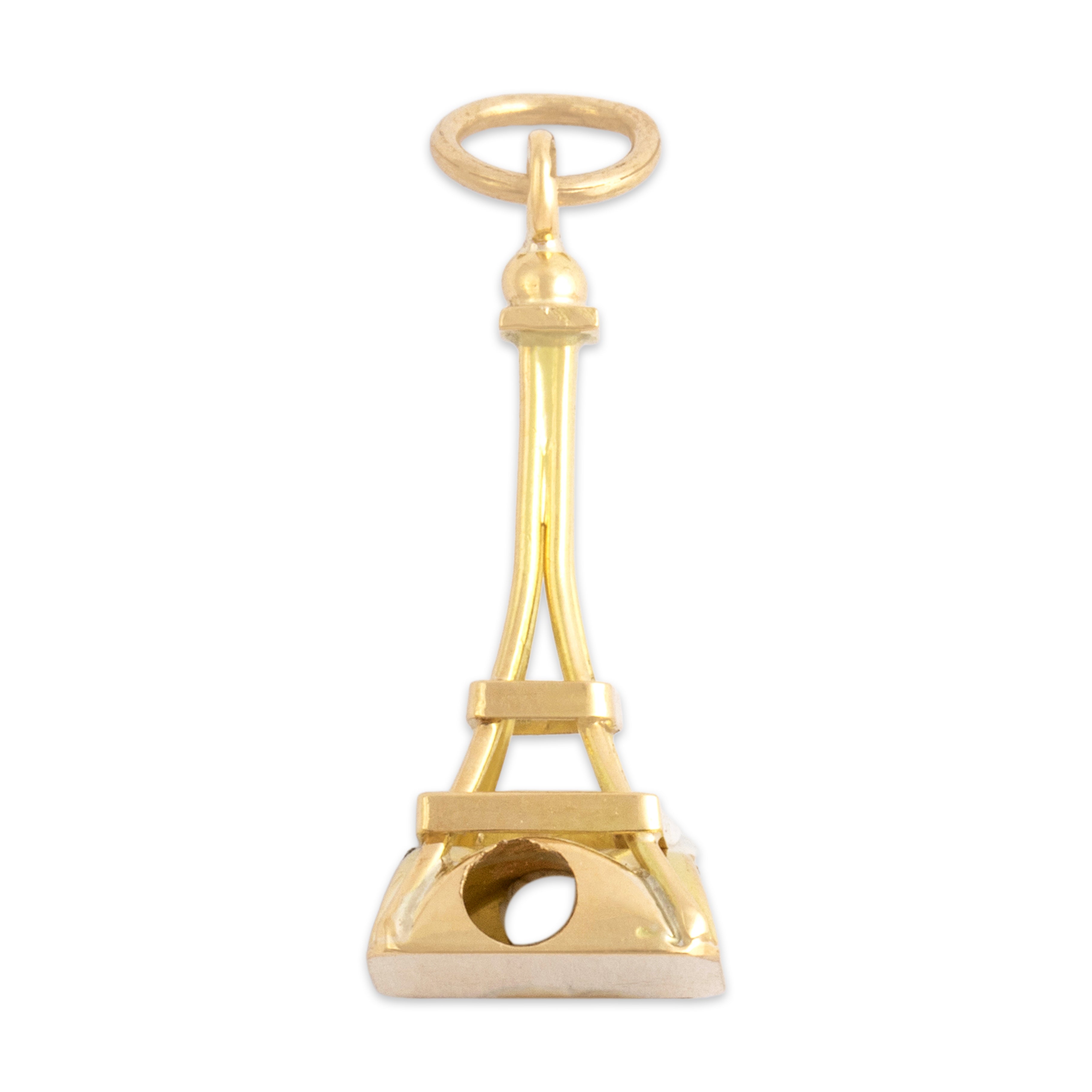 Vintage French 18k Yellow Gold Sleek Eiffel Tower Charm / Pendant