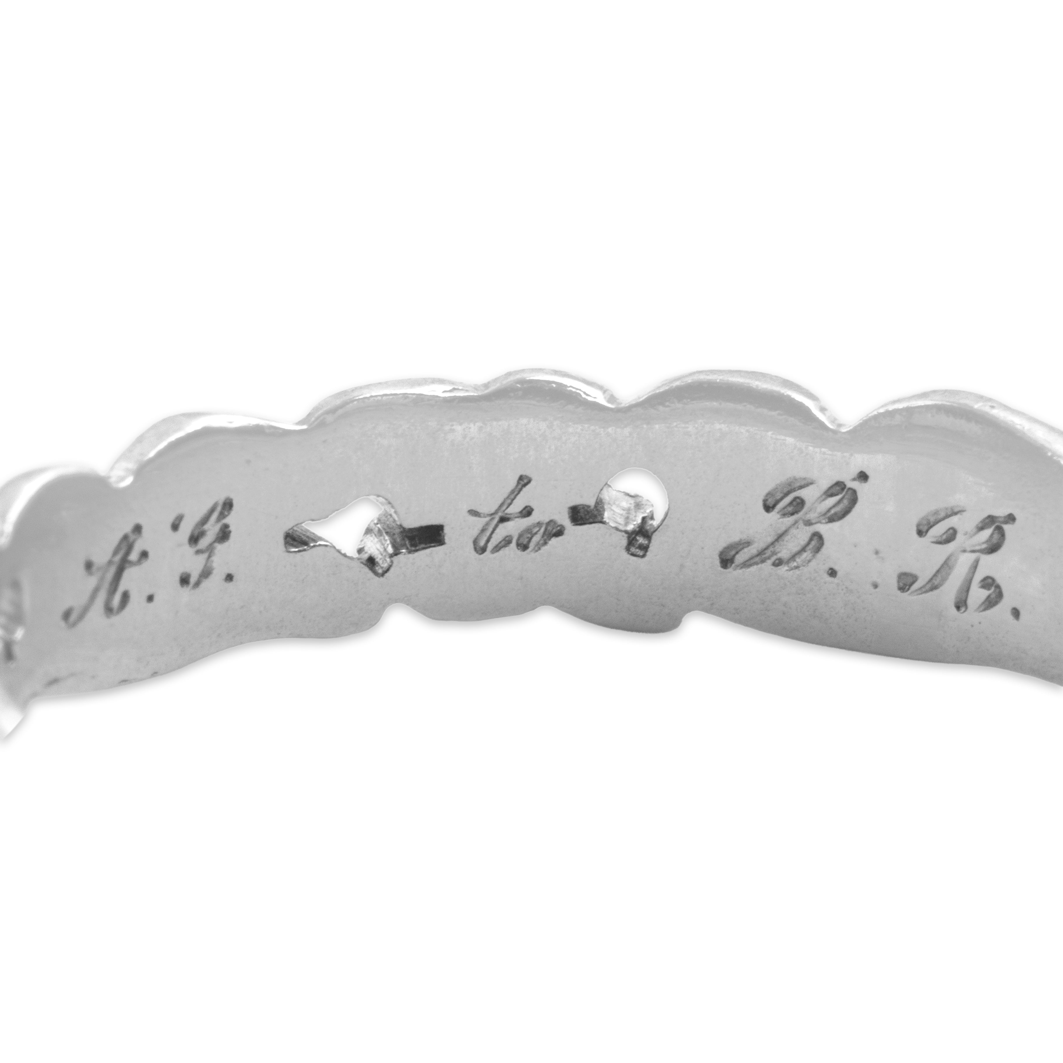 Vintage 14k White Gold Incredible Carved Blossom Eternity Band Ring - Hallmark view